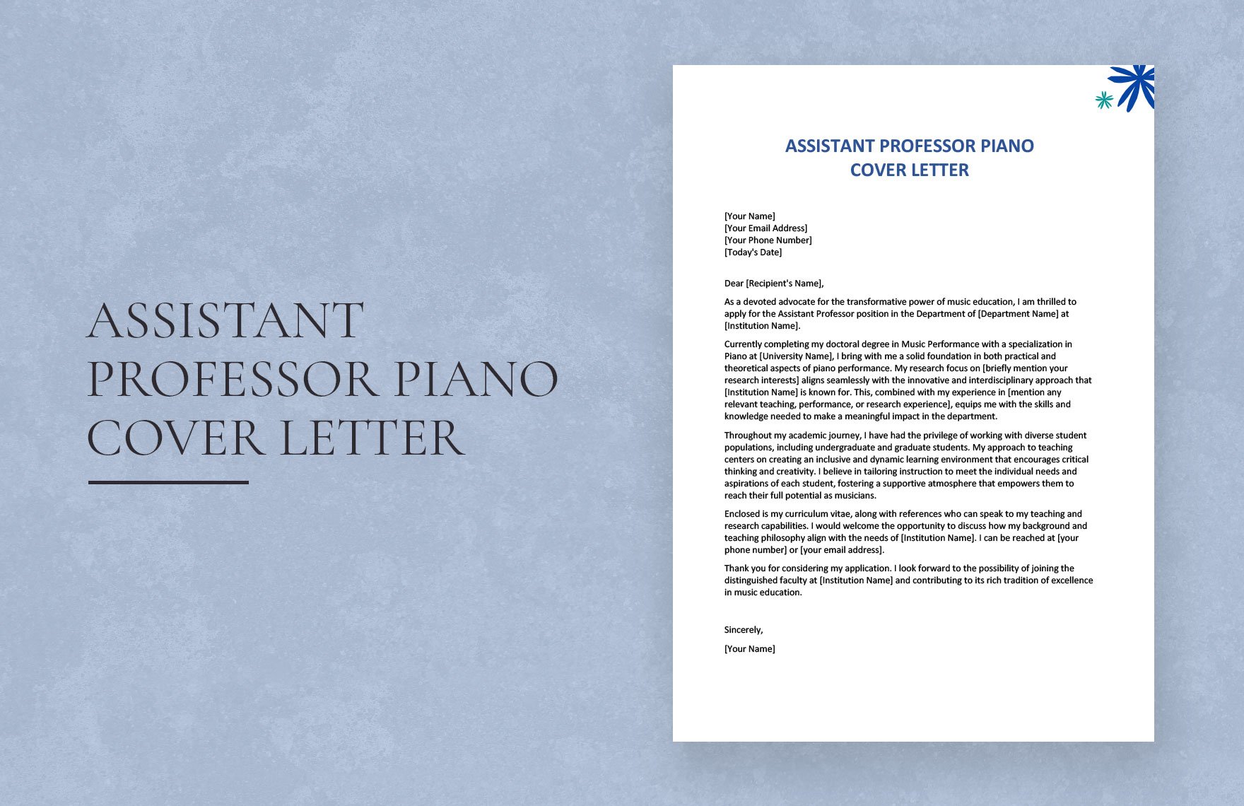 Assistant Professor Piano Cover Letter