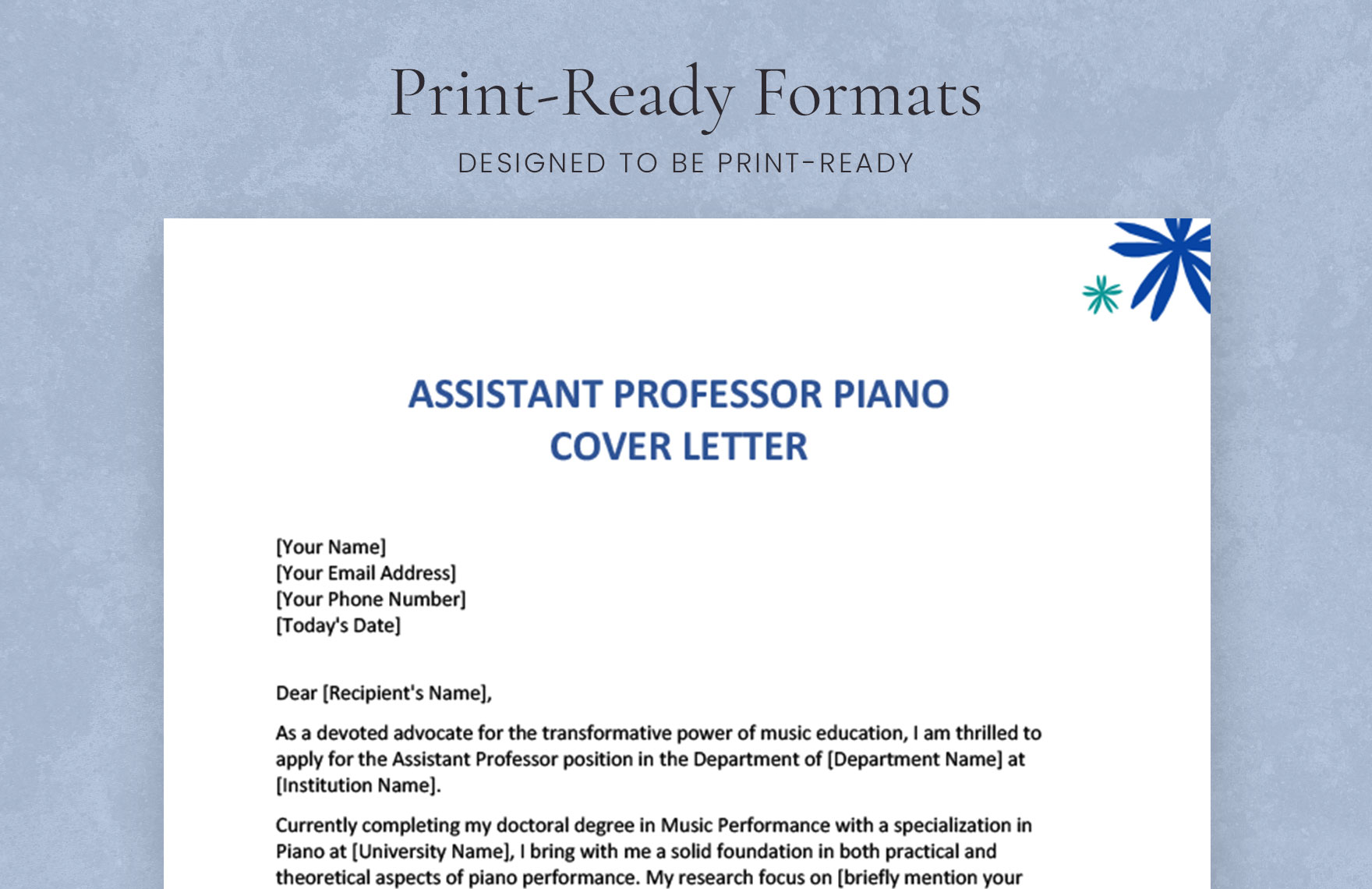 Assistant Professor Piano Cover Letter