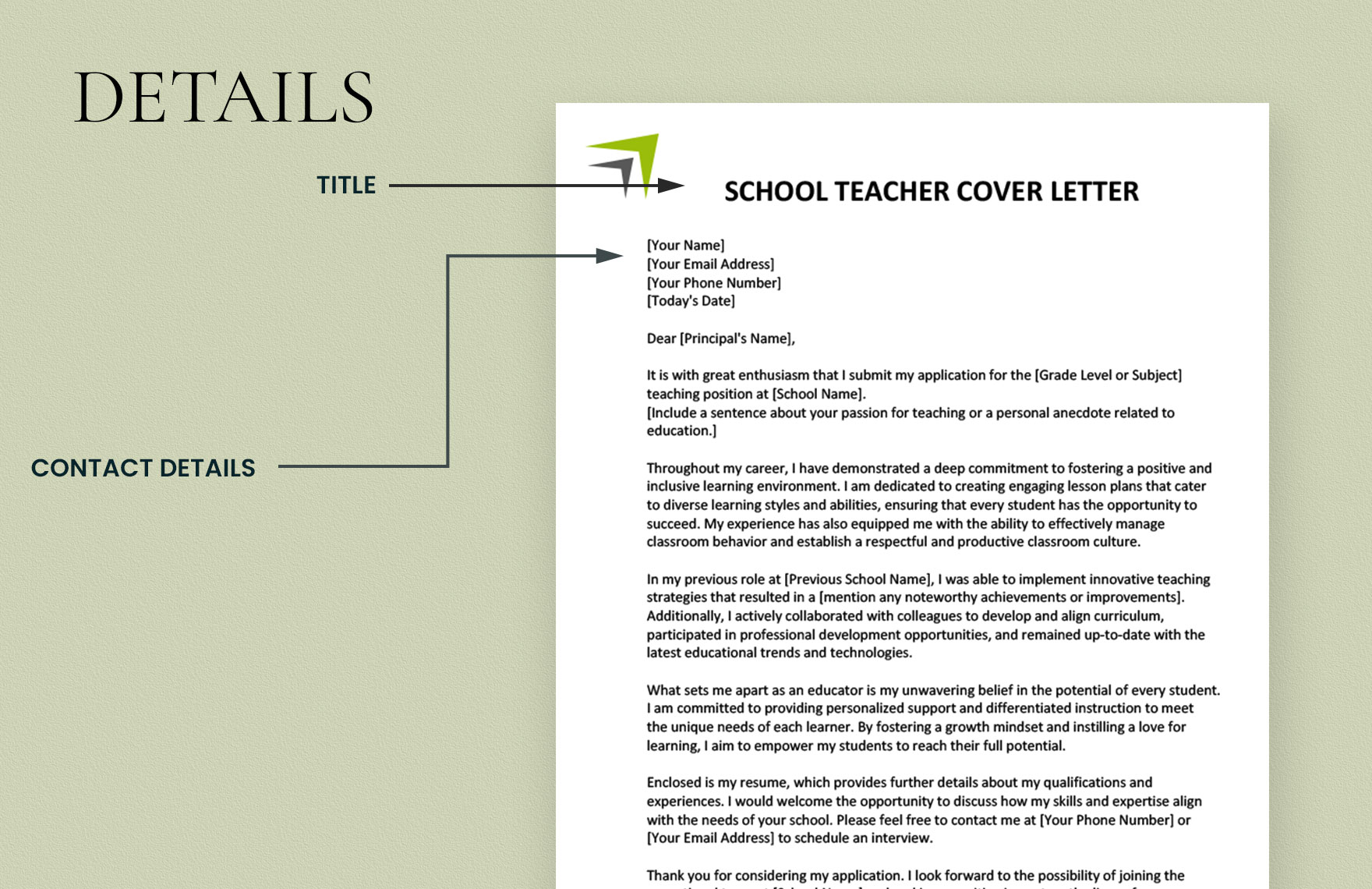 School Teacher Cover Letter