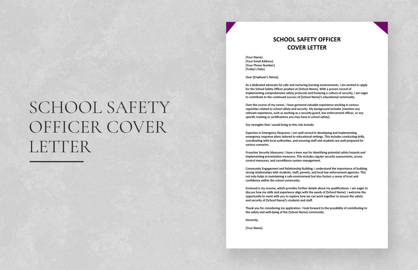 School Safety Officer Cover Letter