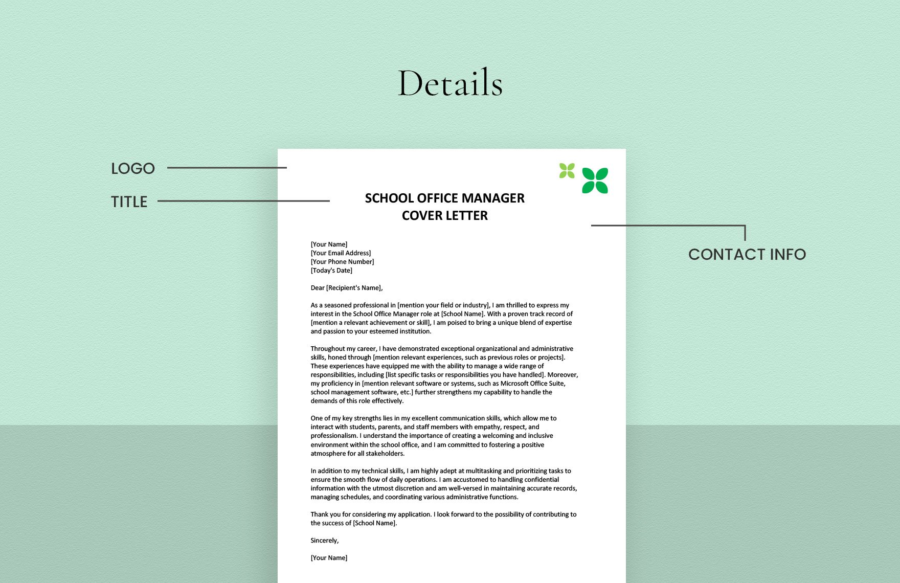School Office Manager Cover Letter