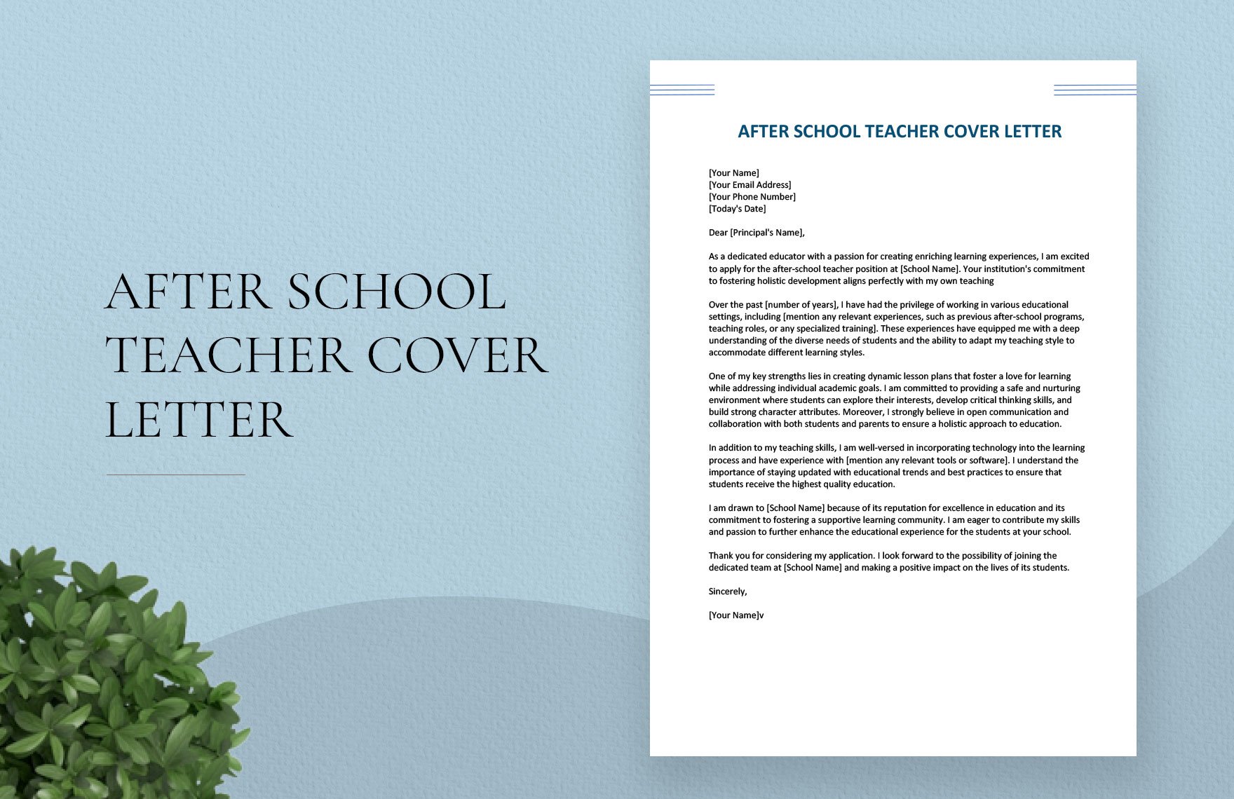 After School Teacher Cover Letter