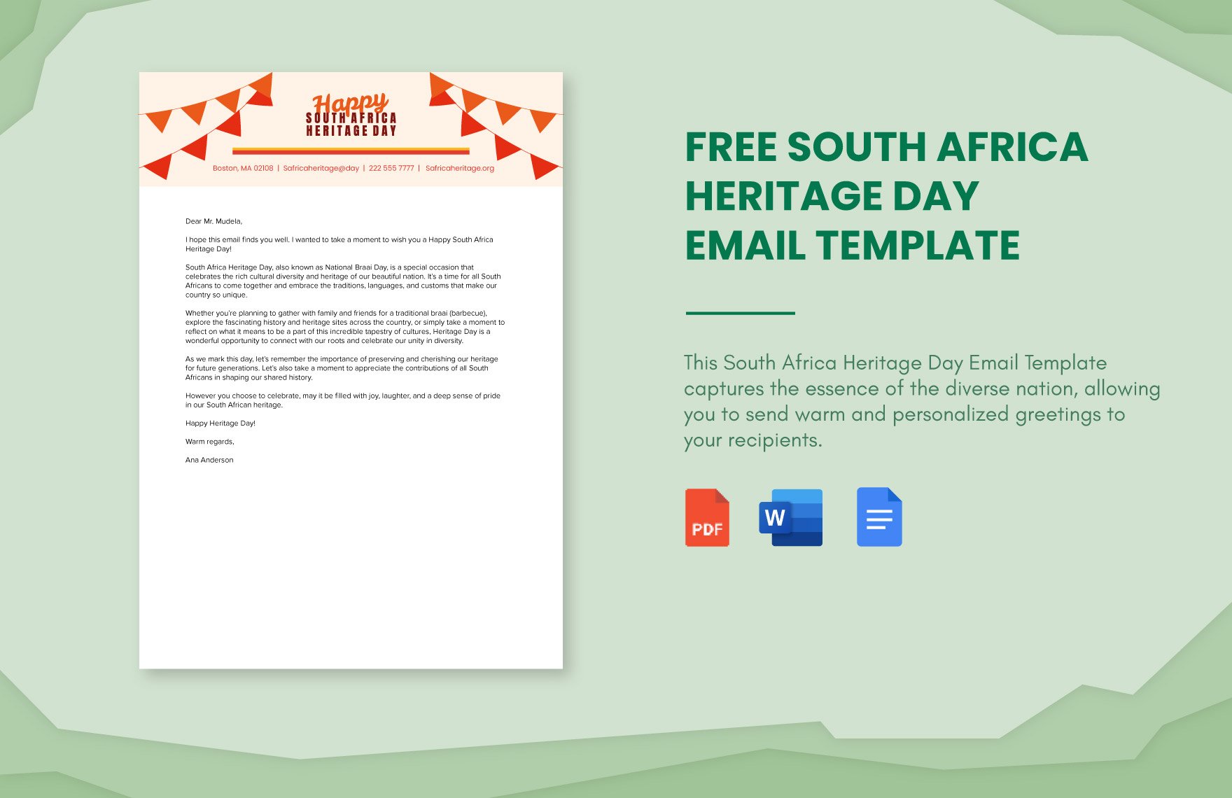 South Africa Heritage Day Email Template in Word, PDF