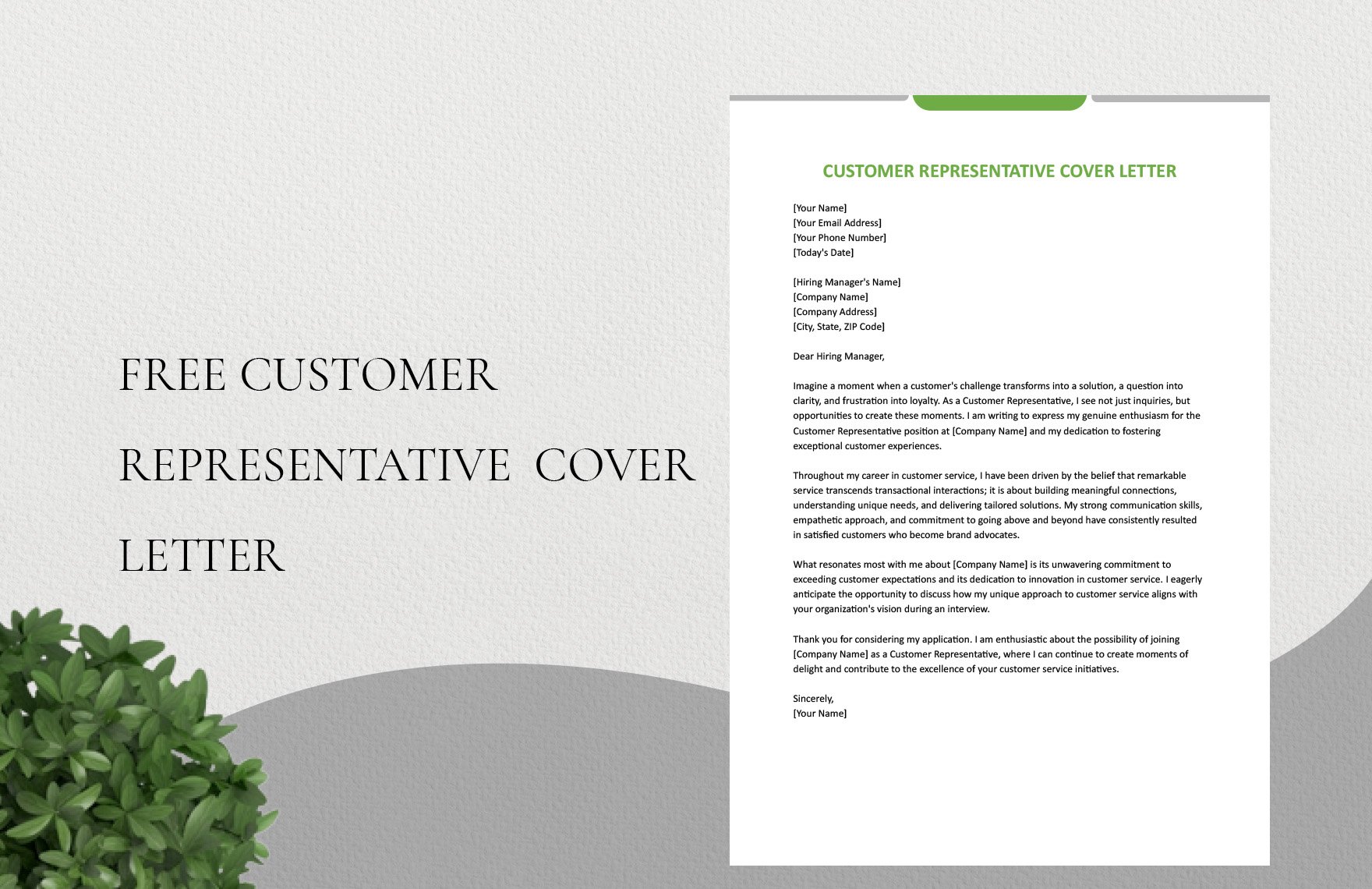 Customer Representative Cover Letter