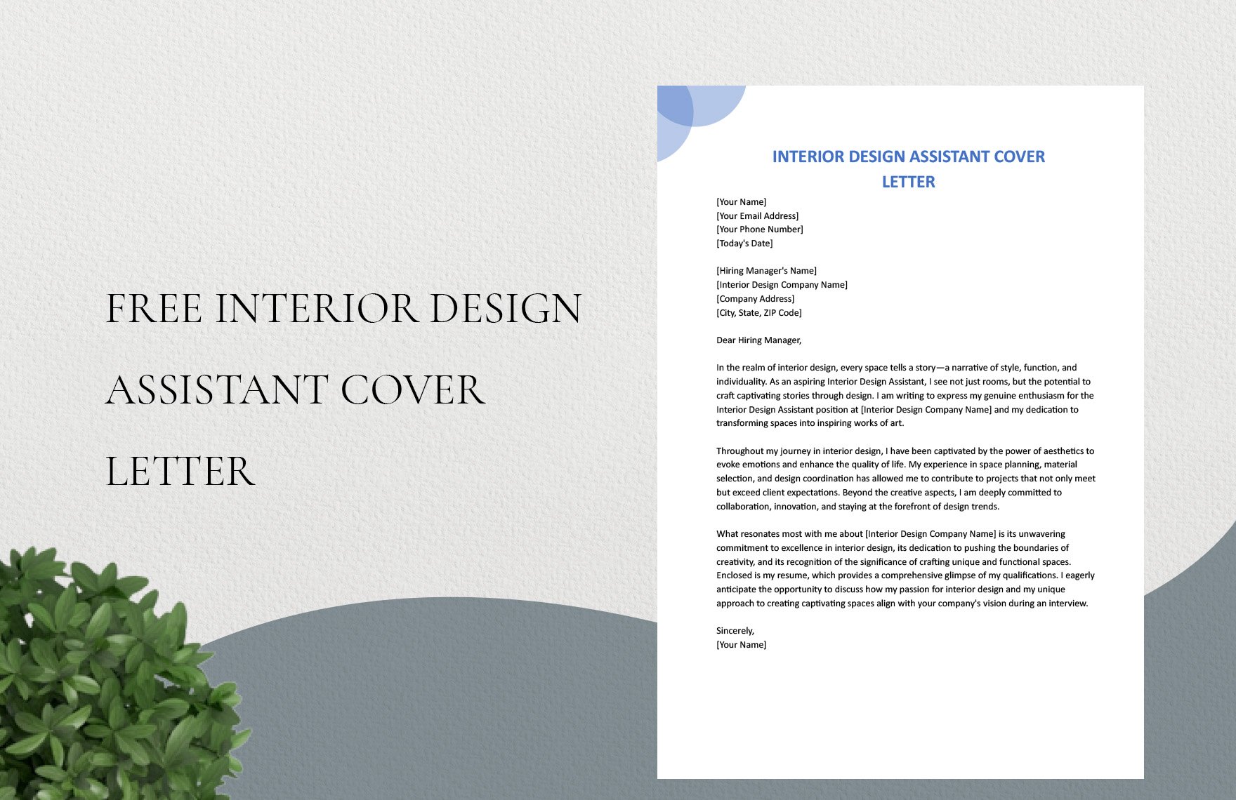Interior Design Assistant Cover Letter