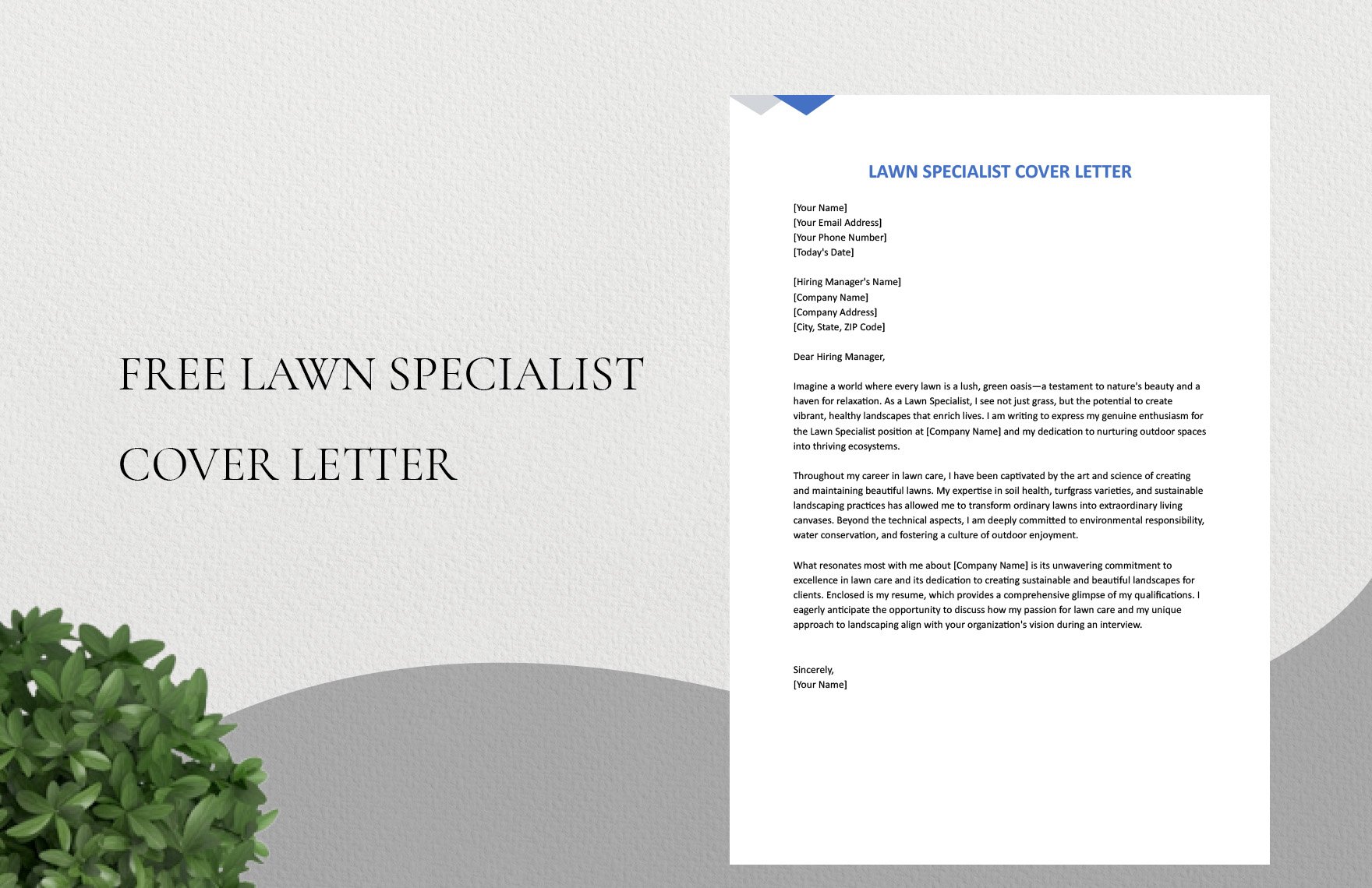 Lawn Specialist Cover Letter
