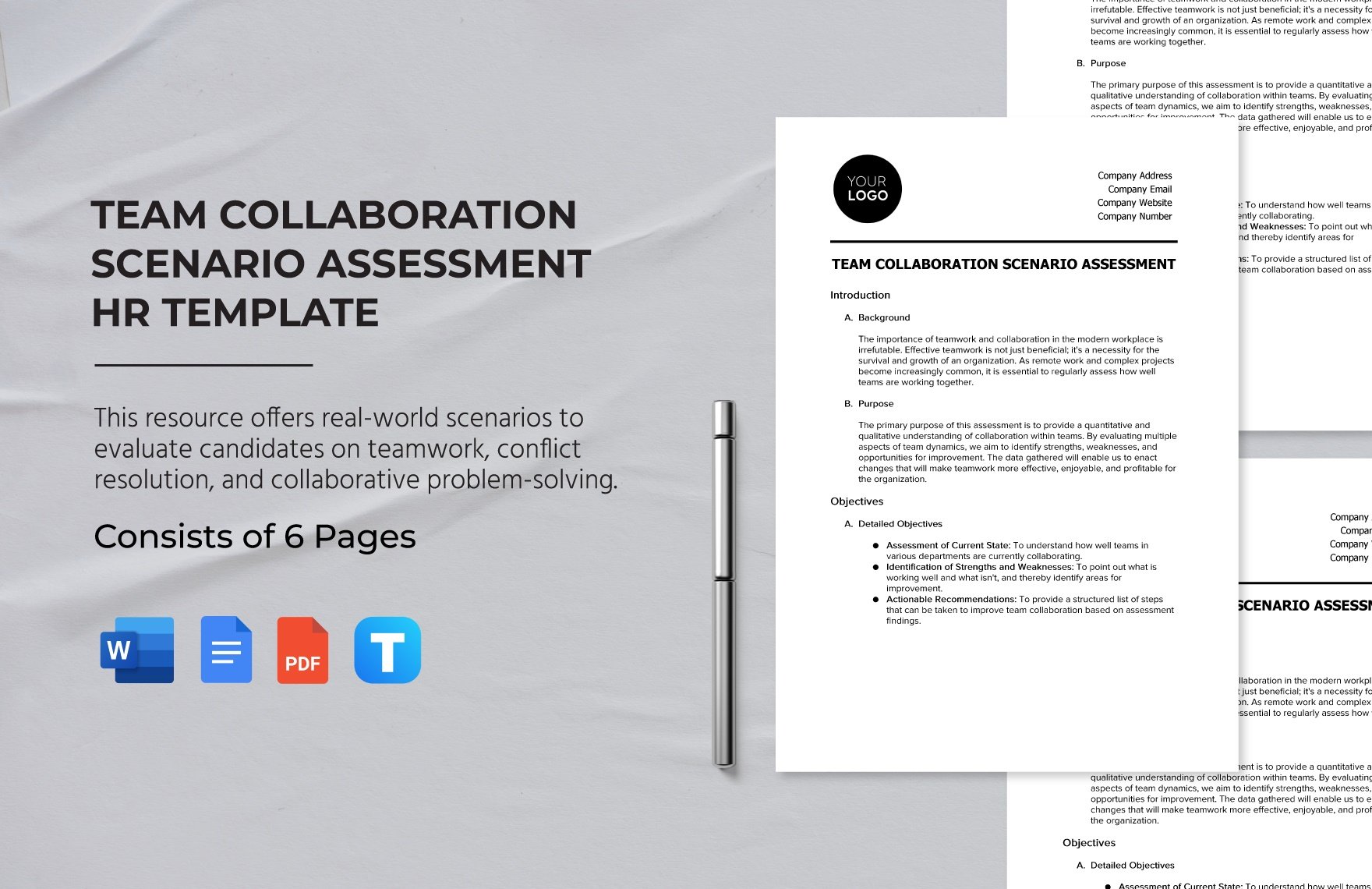 Team Collaboration Scenario Assessment HR Template