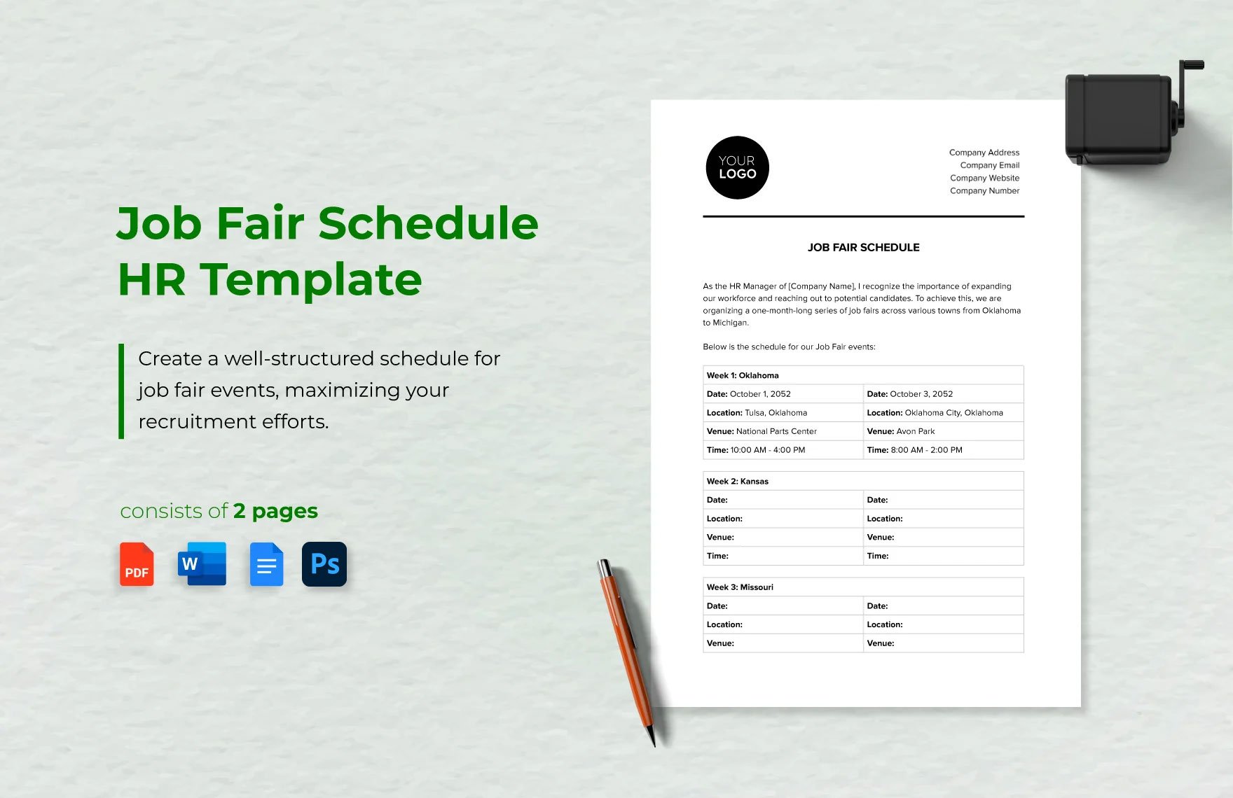 Job Fair Schedule HR Template in Word, Google Docs, PDF, PSD