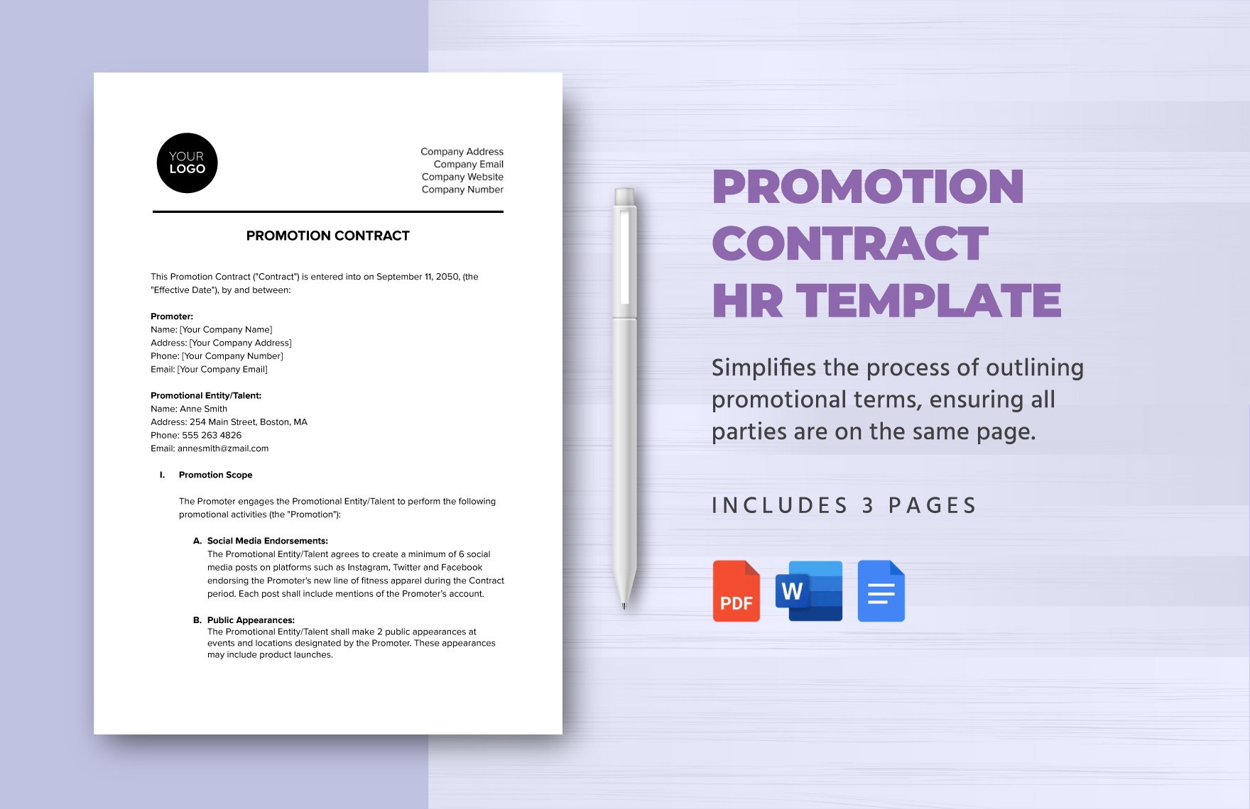 Promotion Contract HR Template in Word, Google Docs, PDF