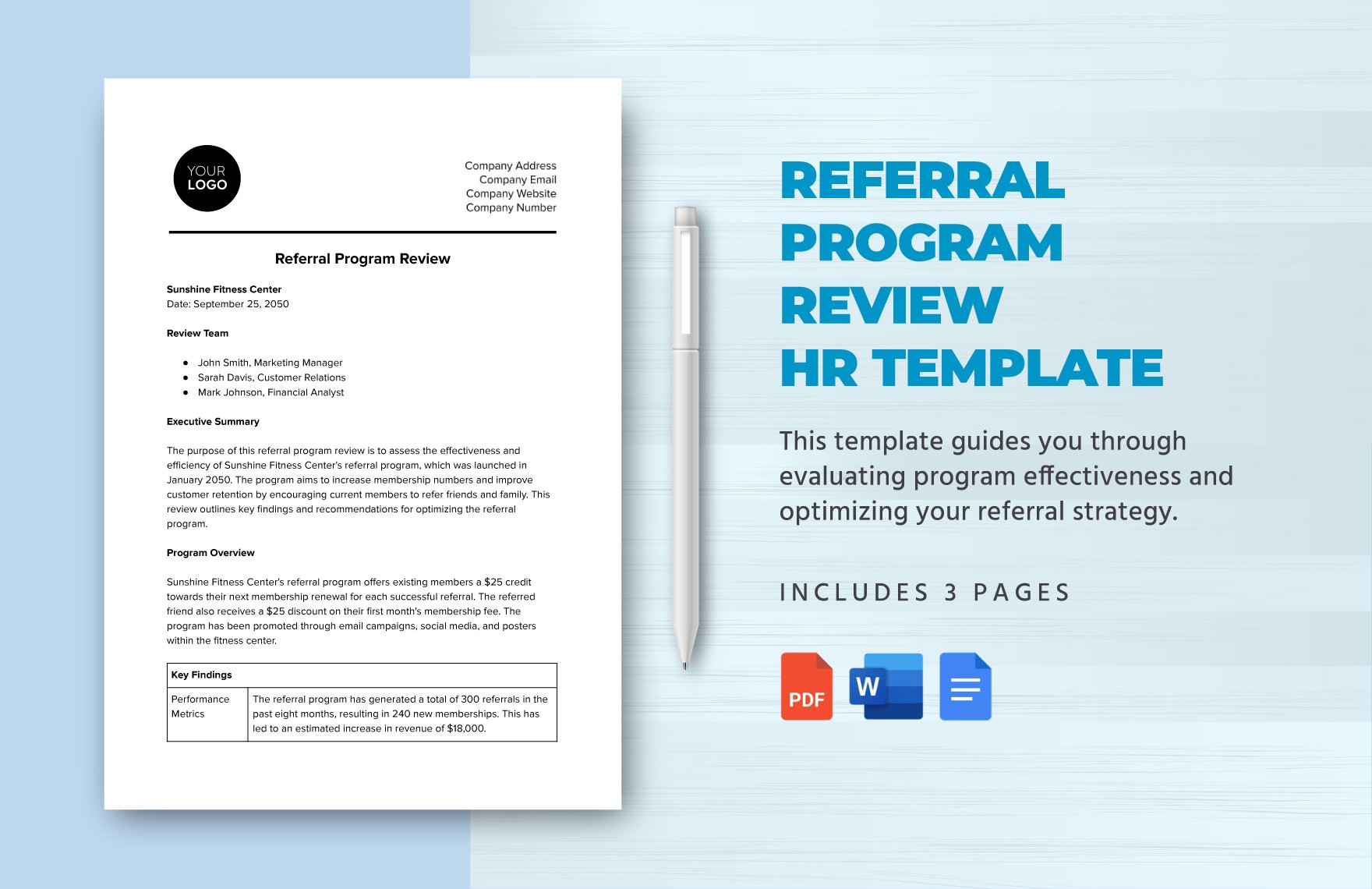Referral Program Review HR Template in Word, Google Docs, PDF