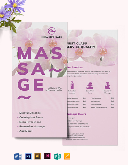 massage receipt template word excel psd indesign apple pages