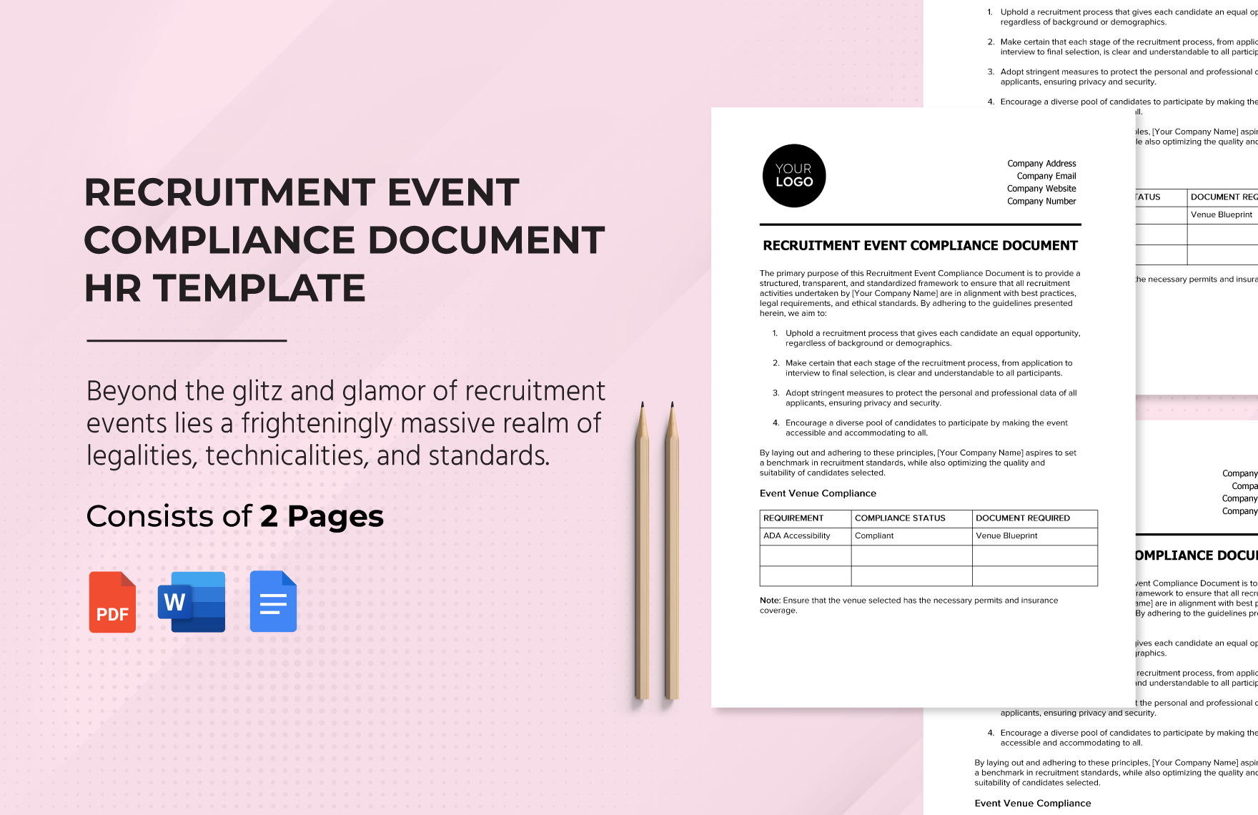 Recruitment Event Compliance Document HR Template