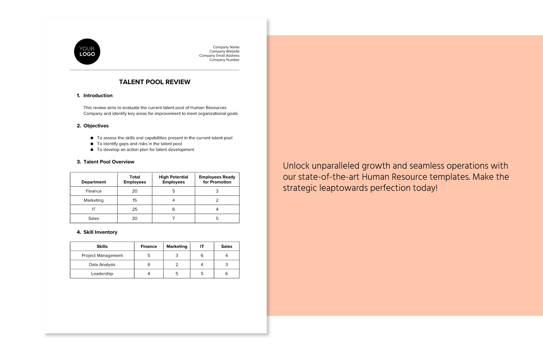 Talent Pool Review HR Template