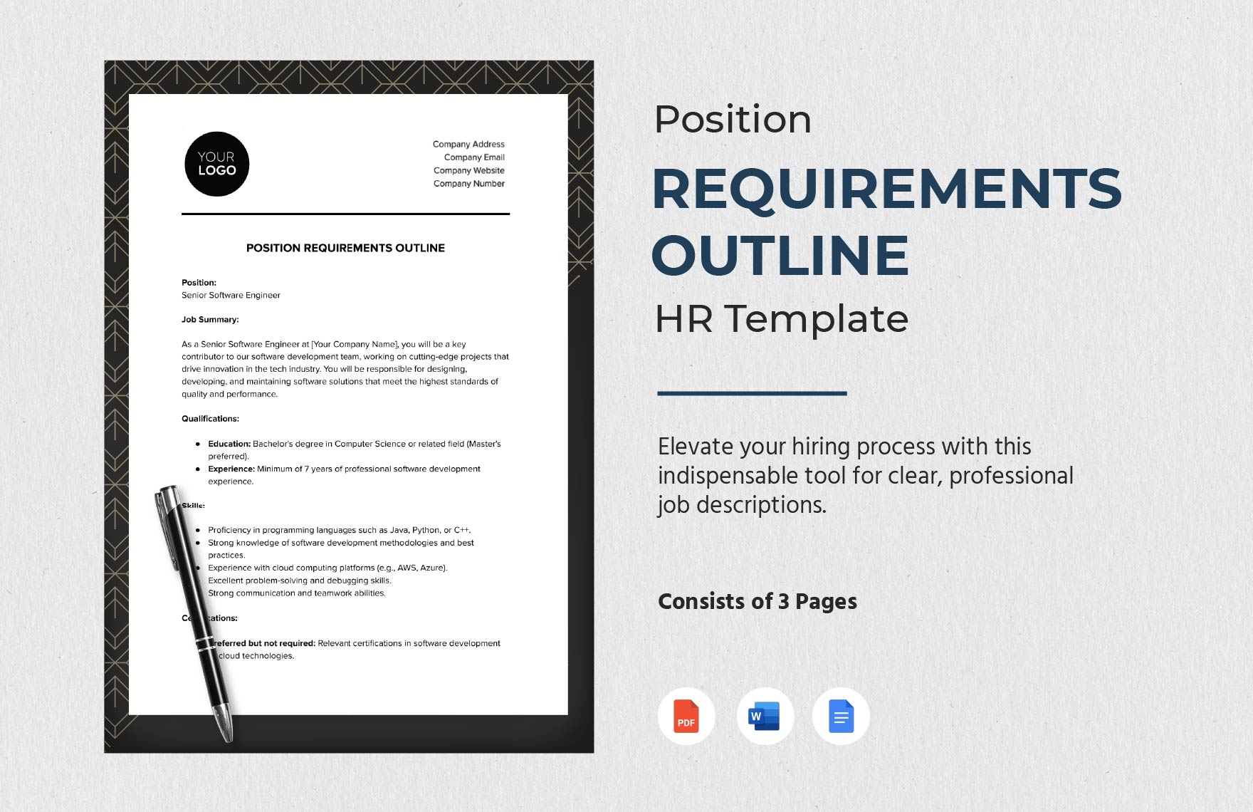Position Requirements Outline HR Template in Word, Google Docs, PDF