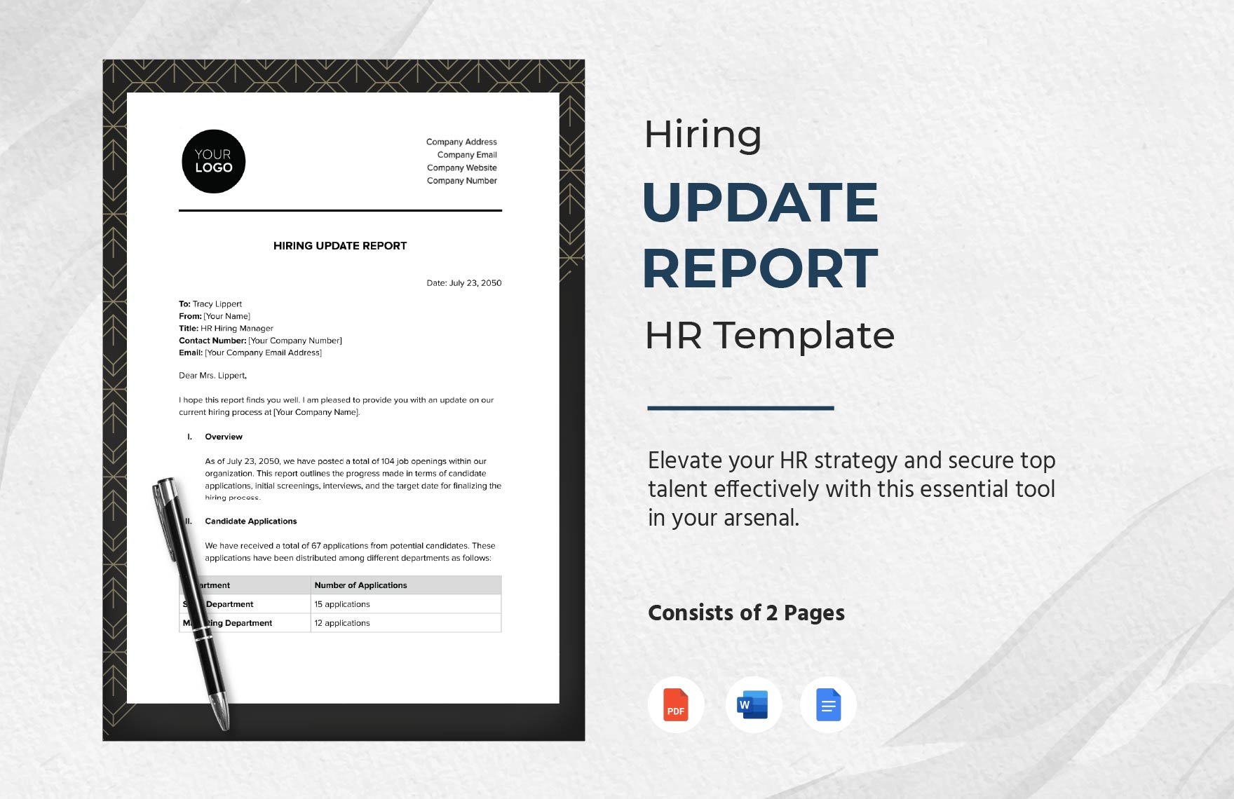 Hiring Update Report HR Template in Word, Google Docs, PDF
