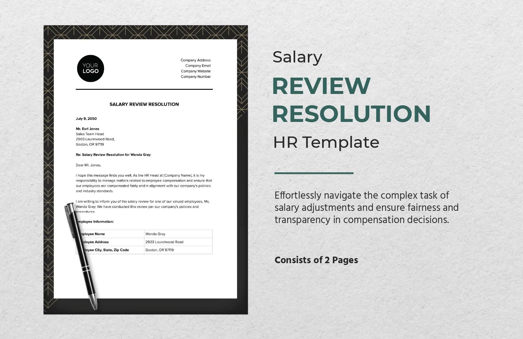 Salary Review Resolution HR Template