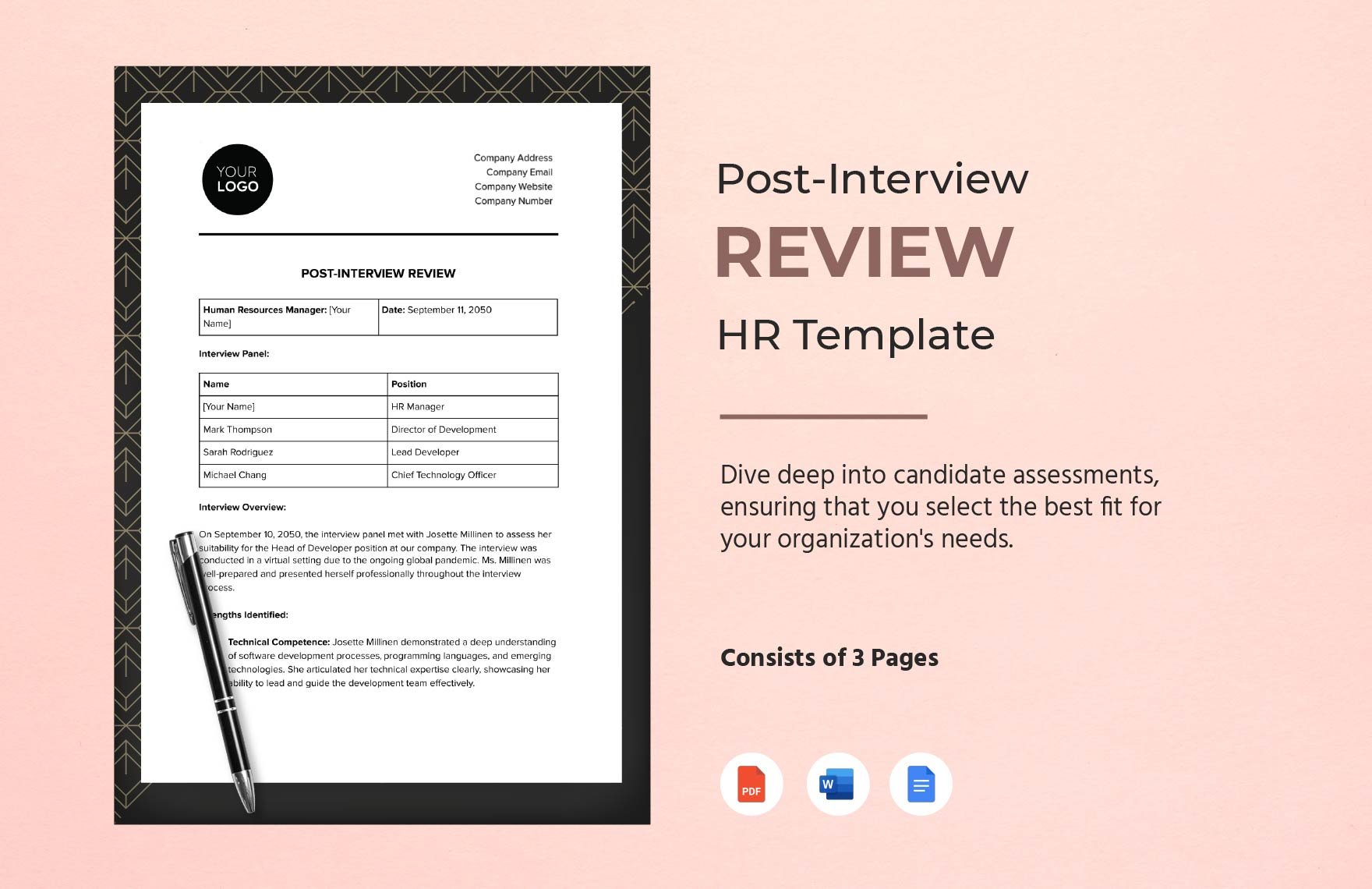 Post-interview Review HR Template in Word, Google Docs, PDF