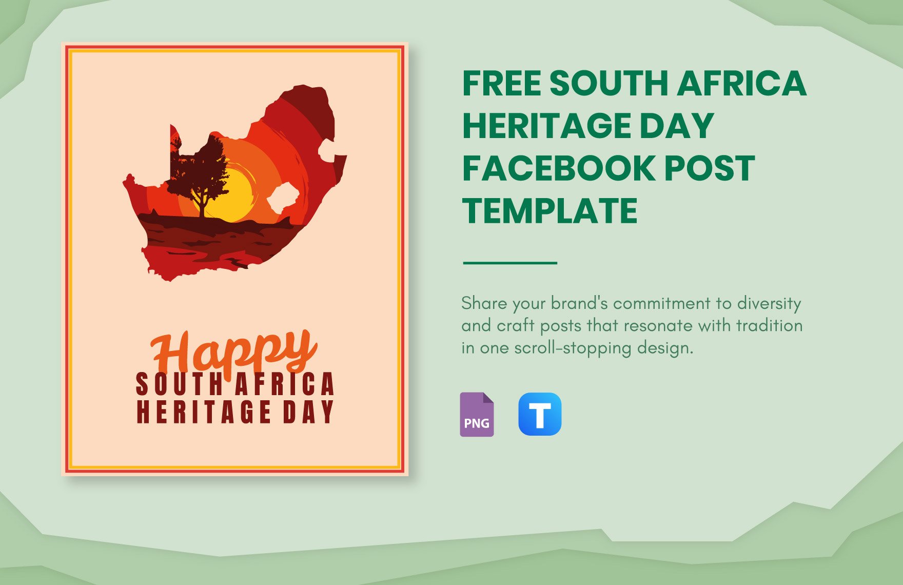 Free South Africa Heritage Day Facebook Post Template in PNG