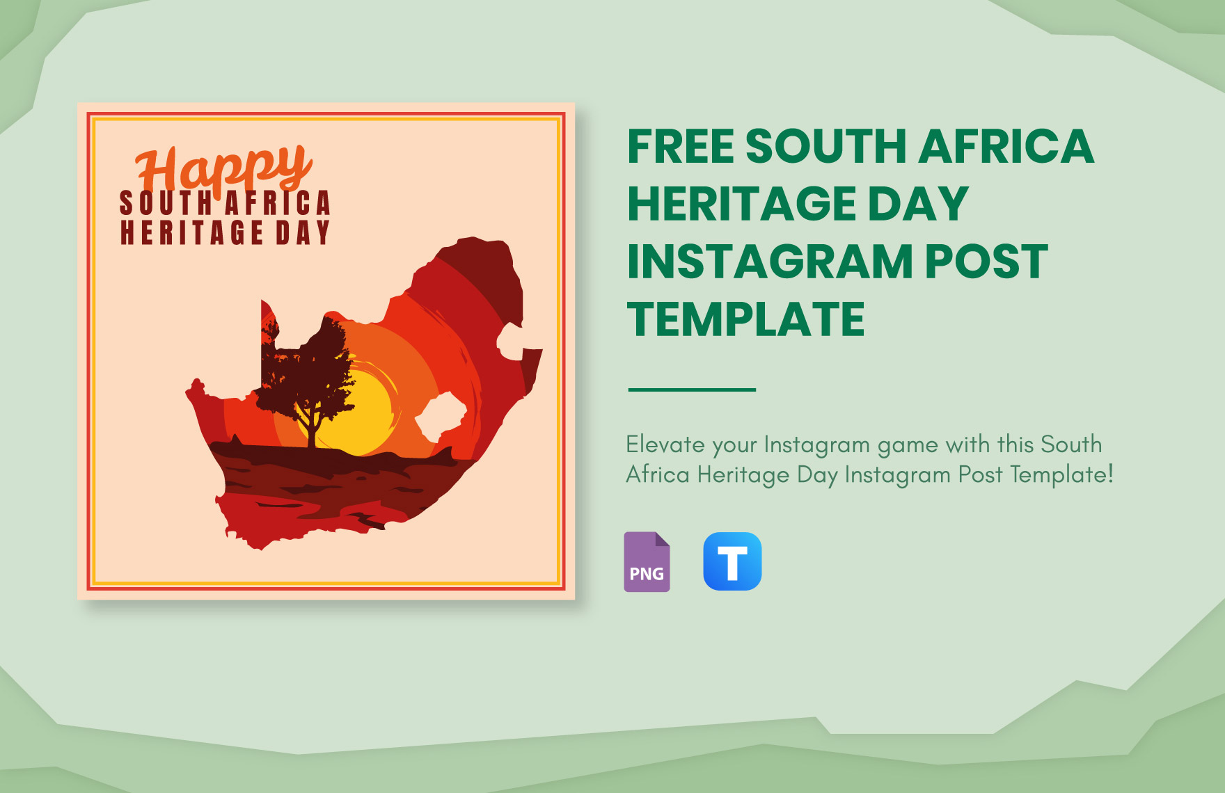 Free South Africa Heritage Day Instagram Post Template in PNG