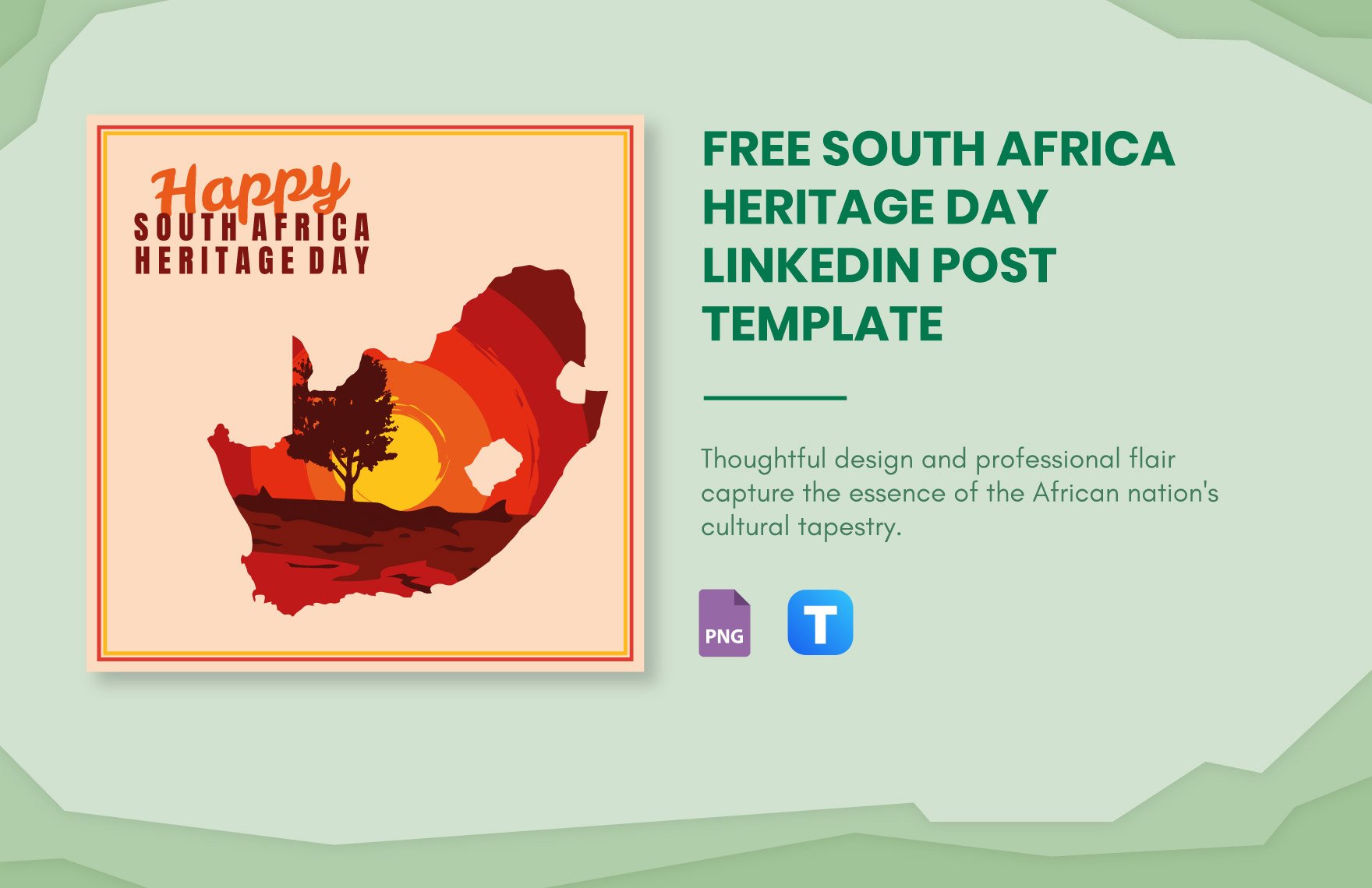 Free South Africa Heritage Day LinkedIn Post Template in PNG