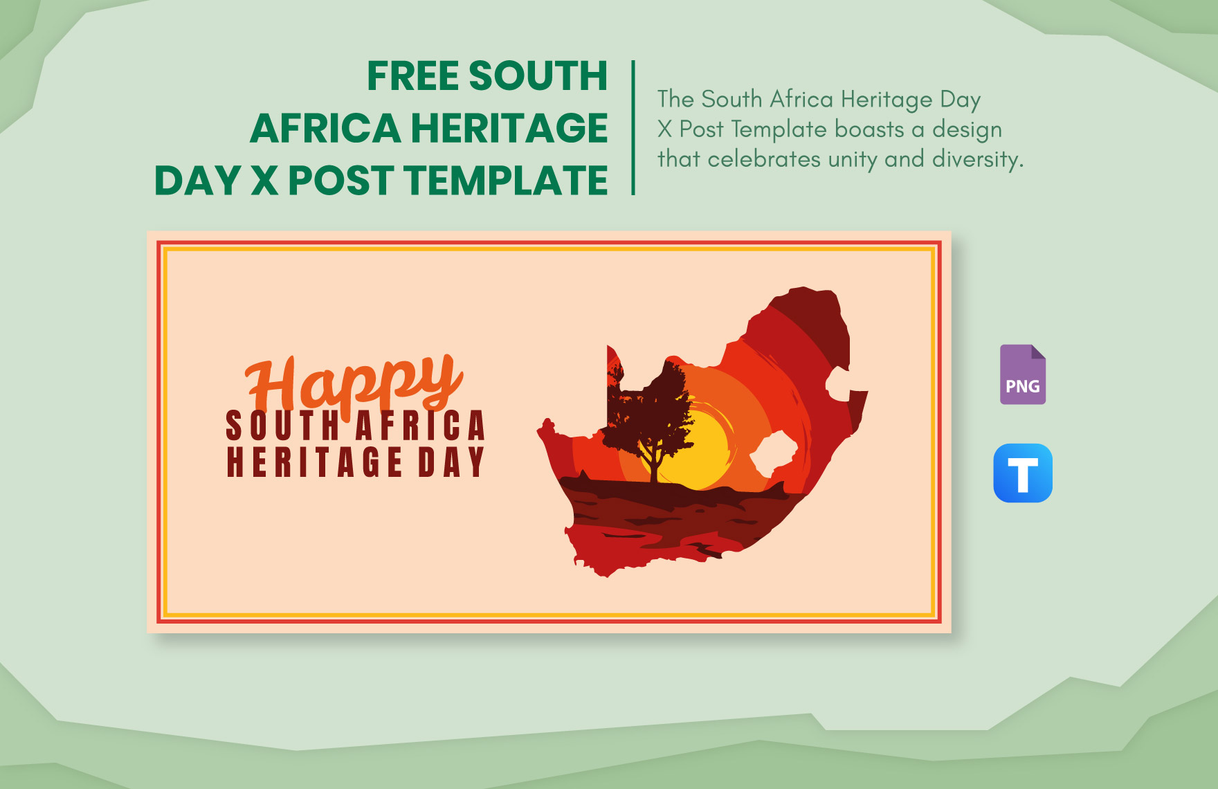 Free South Africa Heritage Day X Post Template in PNG