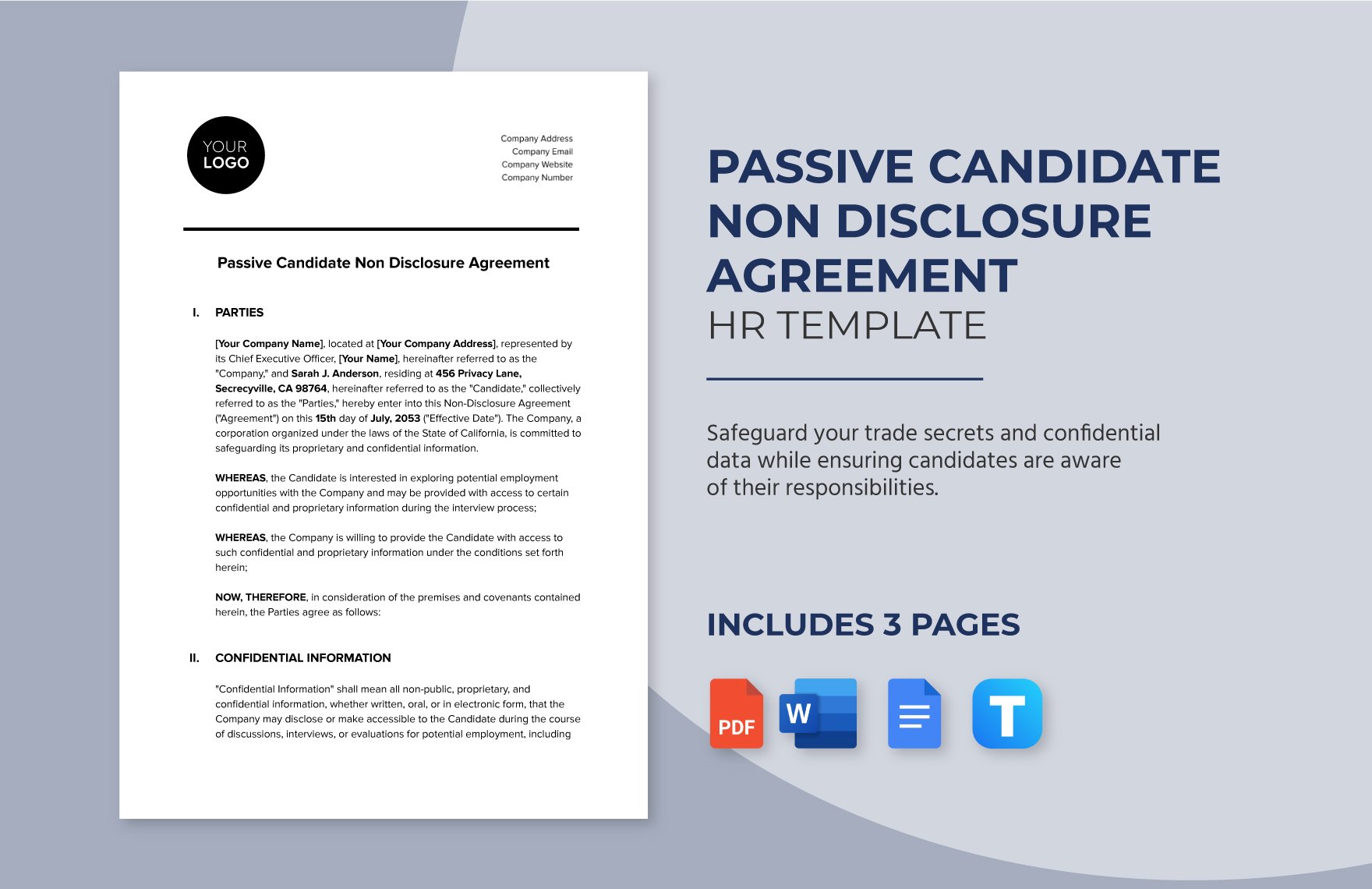 Passive Candidate Non Disclosure Agreement HR Template