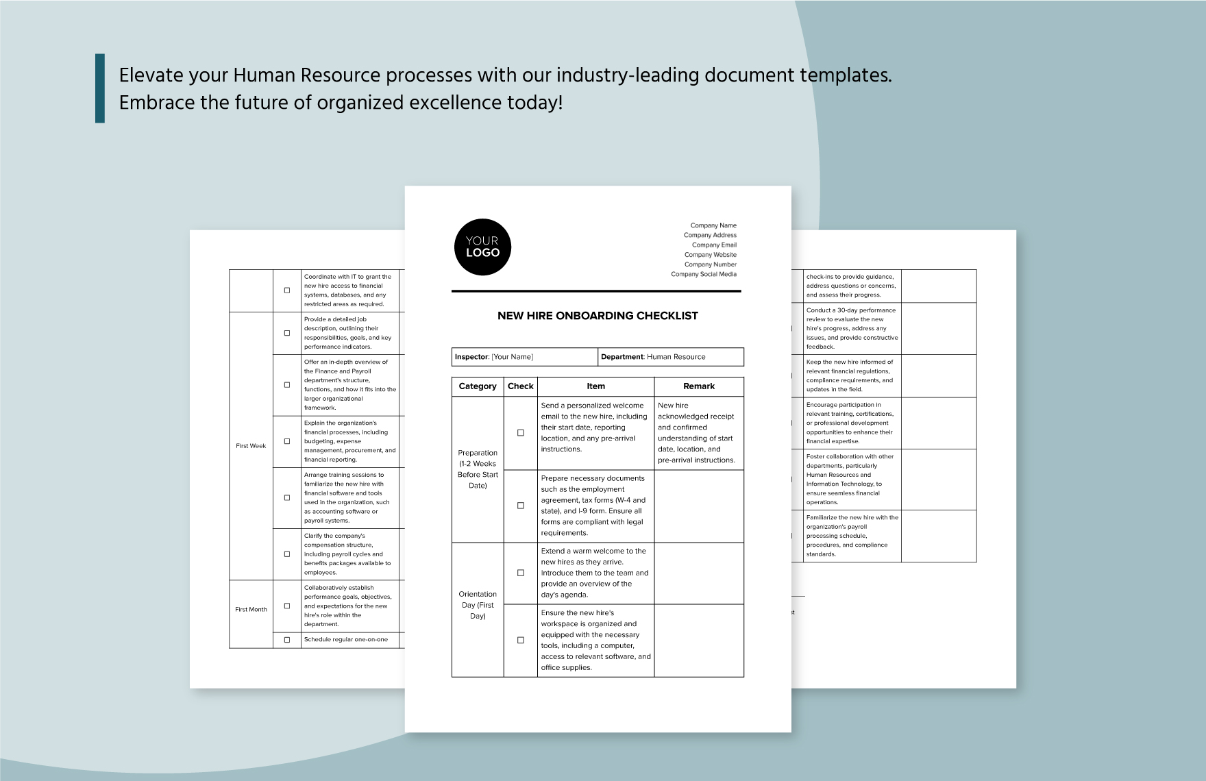 New Hire Onboarding Checklist HR Template