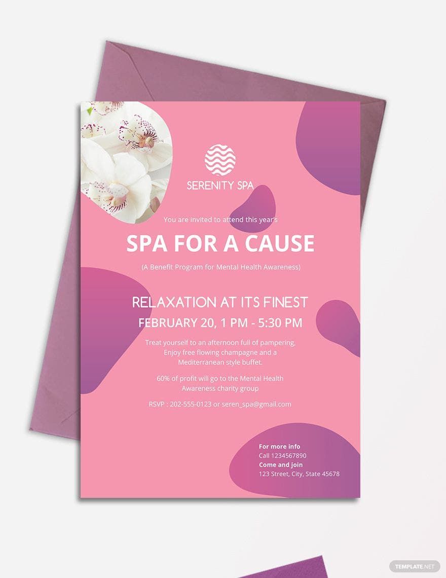 Spa Invitation Template in Word, Illustrator, PSD, Apple Pages, Publisher, InDesign, Outlook