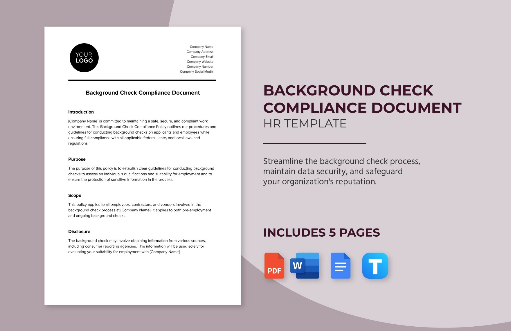Background Check Compliance HR Template in Word, Google Docs, PDF