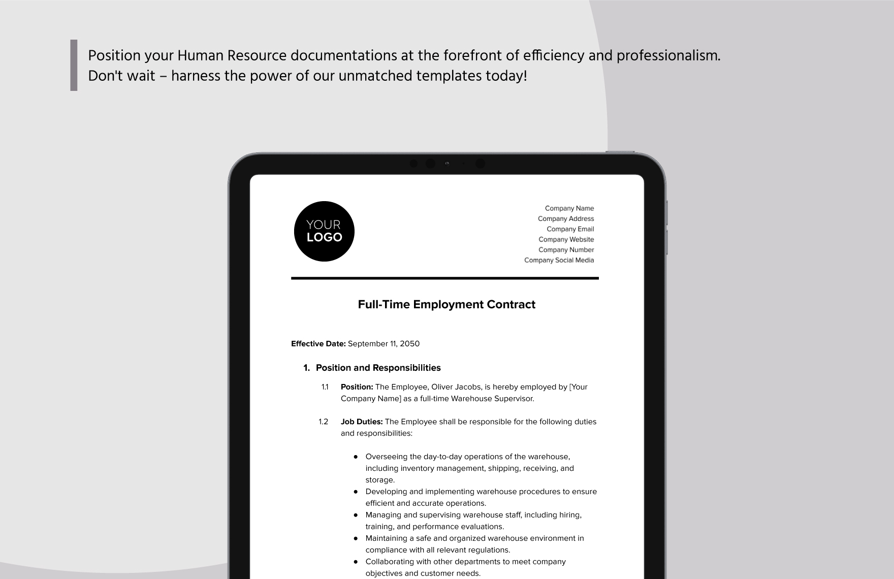 Full-time Employment Contract HR Template