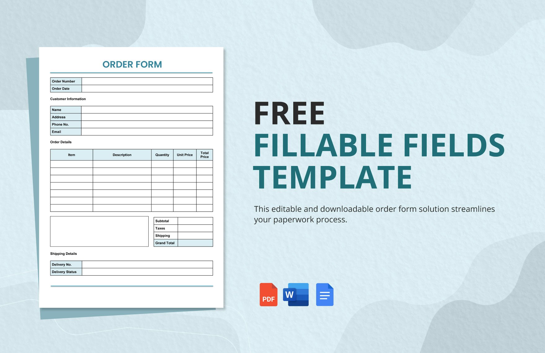 Fillable Fields Template in Word, Google Docs, PDF