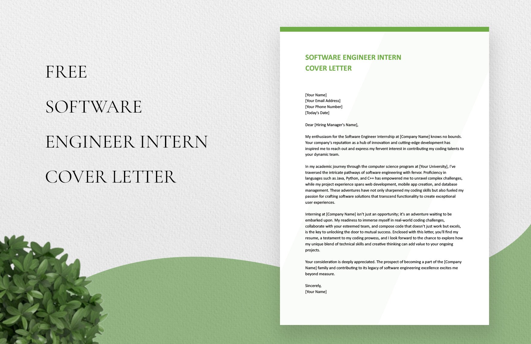 Software Engineer Intern Cover Letter in Word, Google Docs