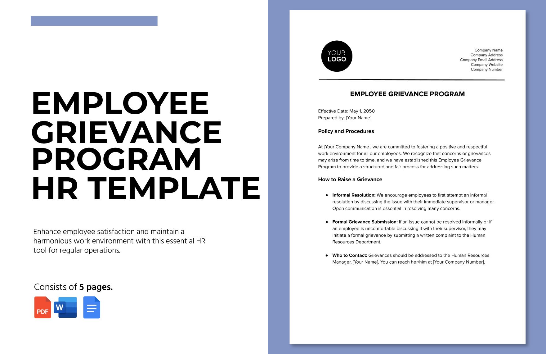 employee-grievance-program-hr-template in Word, Google Docs, PDF