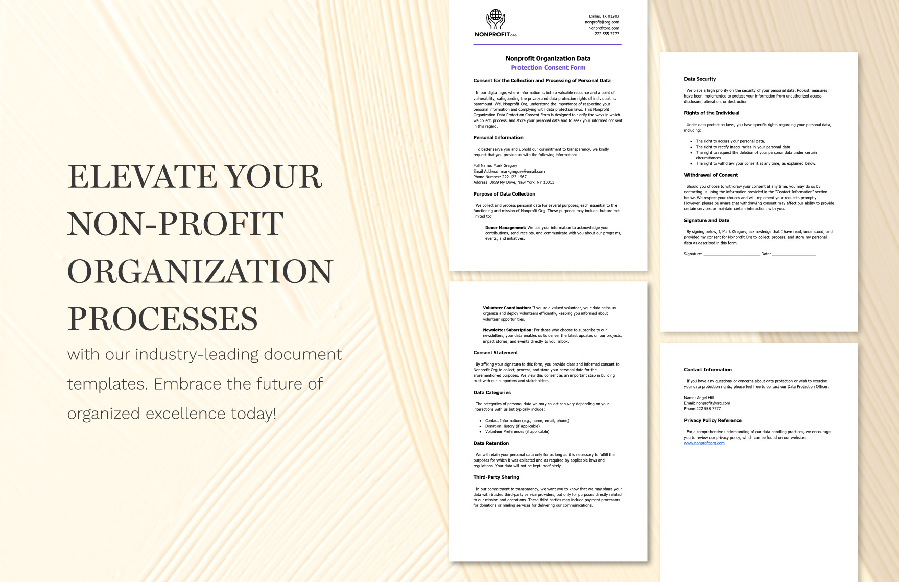 Nonprofit Organization Data Protection Consent Form Template