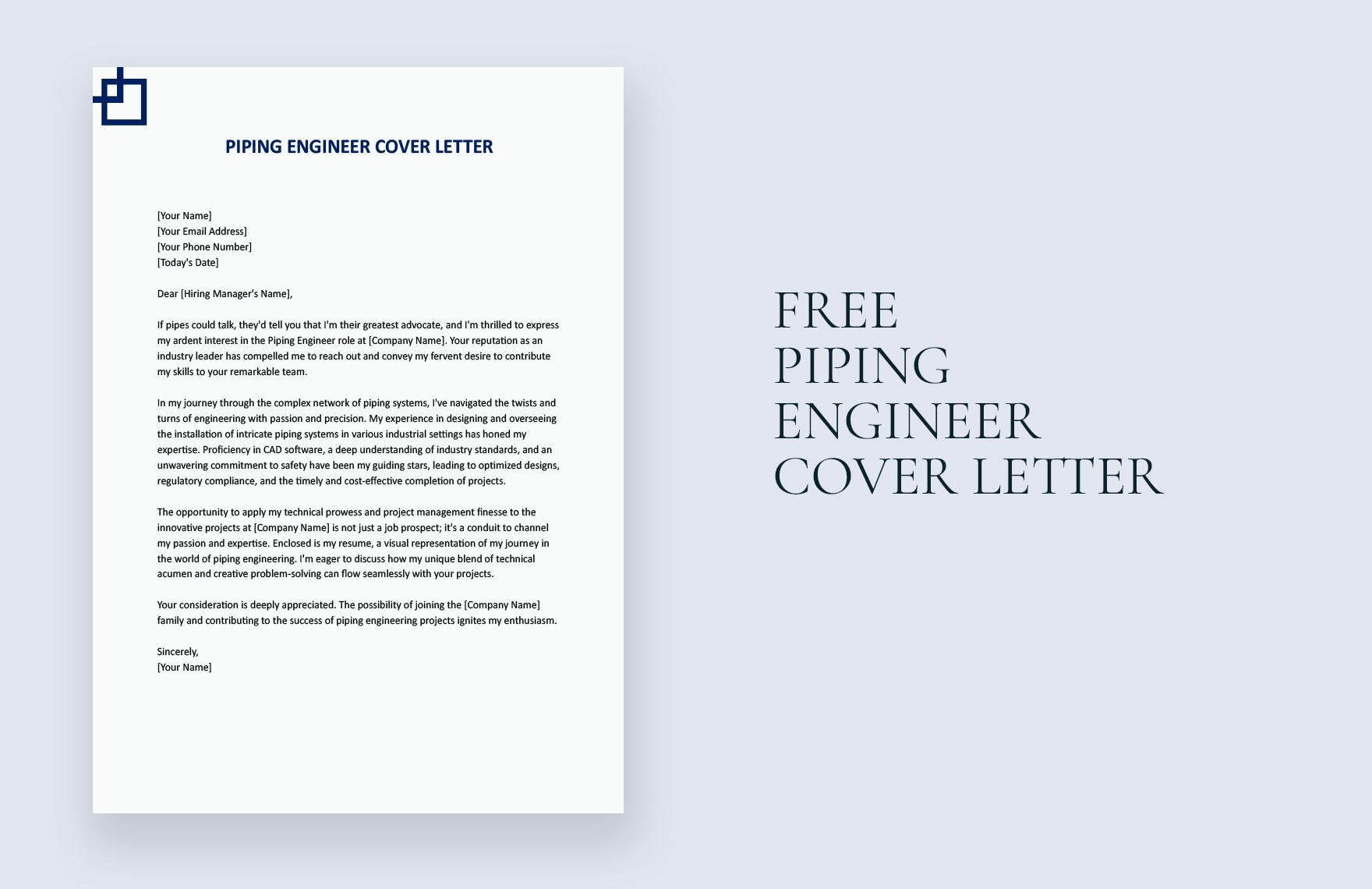 Piping Engineer Cover Letter in Word, Google Docs
