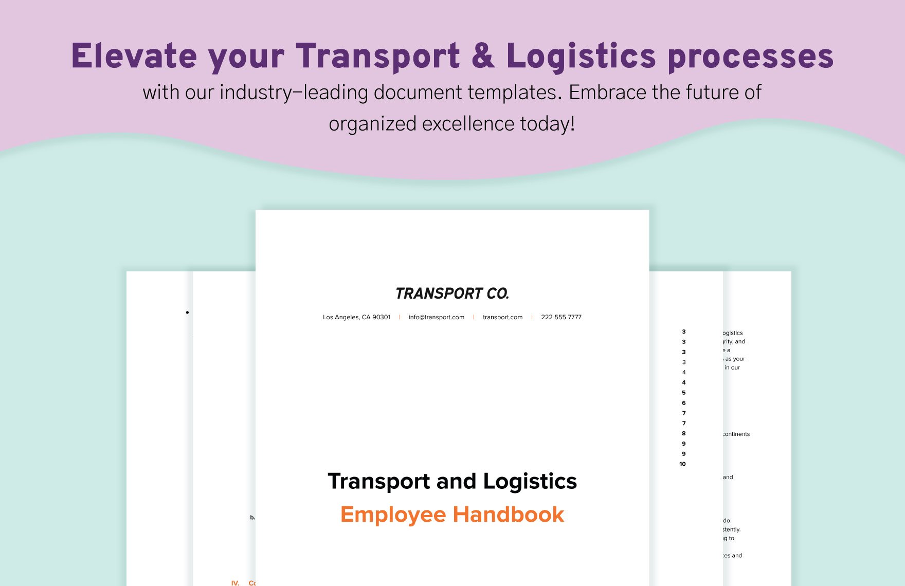 Transport and Logistics Employee Handbook Template