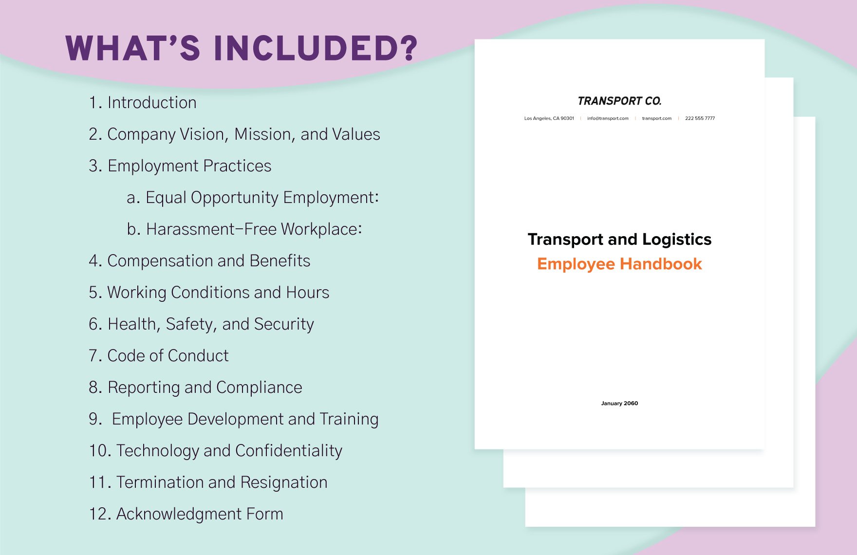 Transport and Logistics Employee Handbook Template
