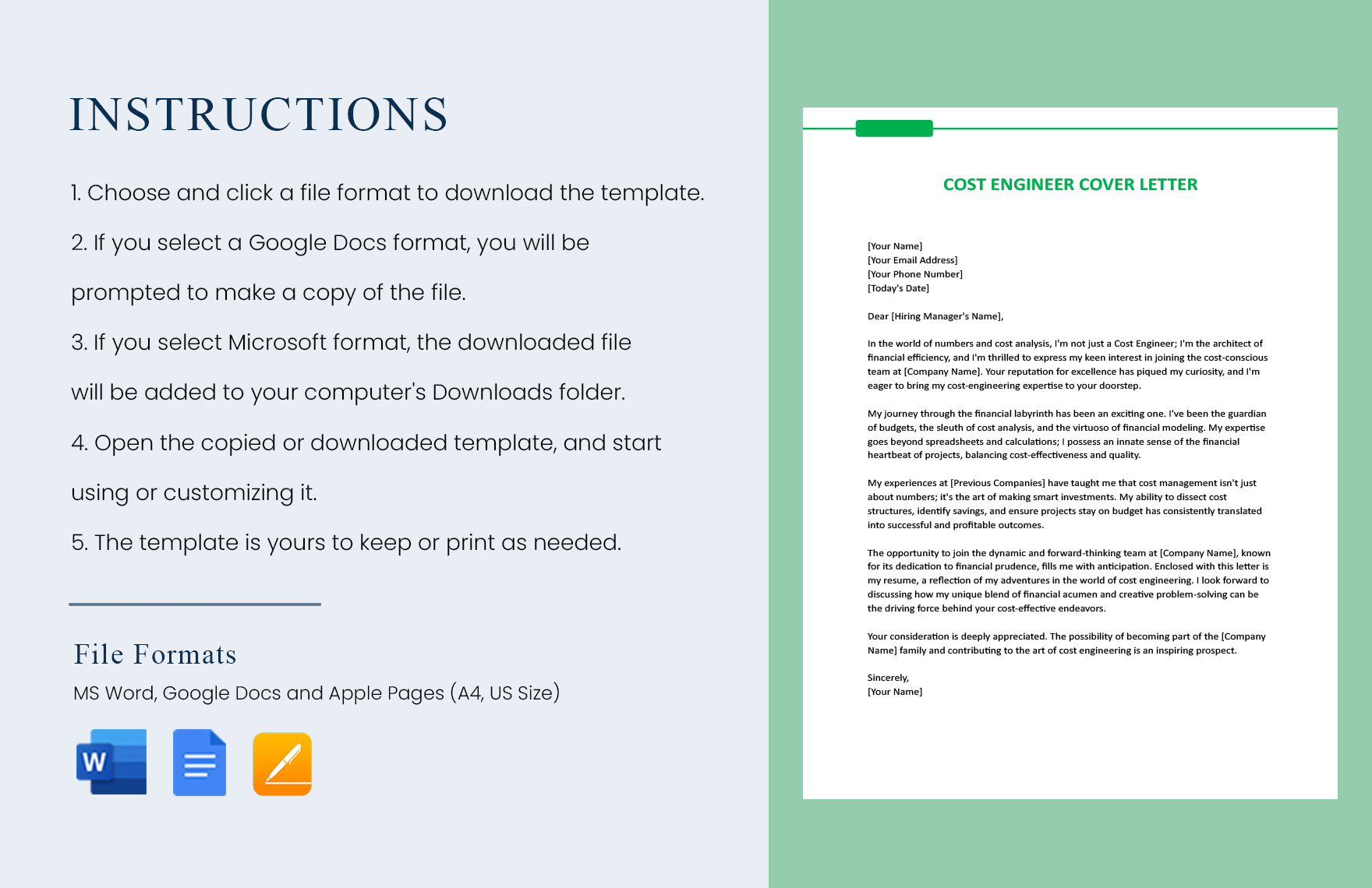 Cost Engineer Cover Letter
