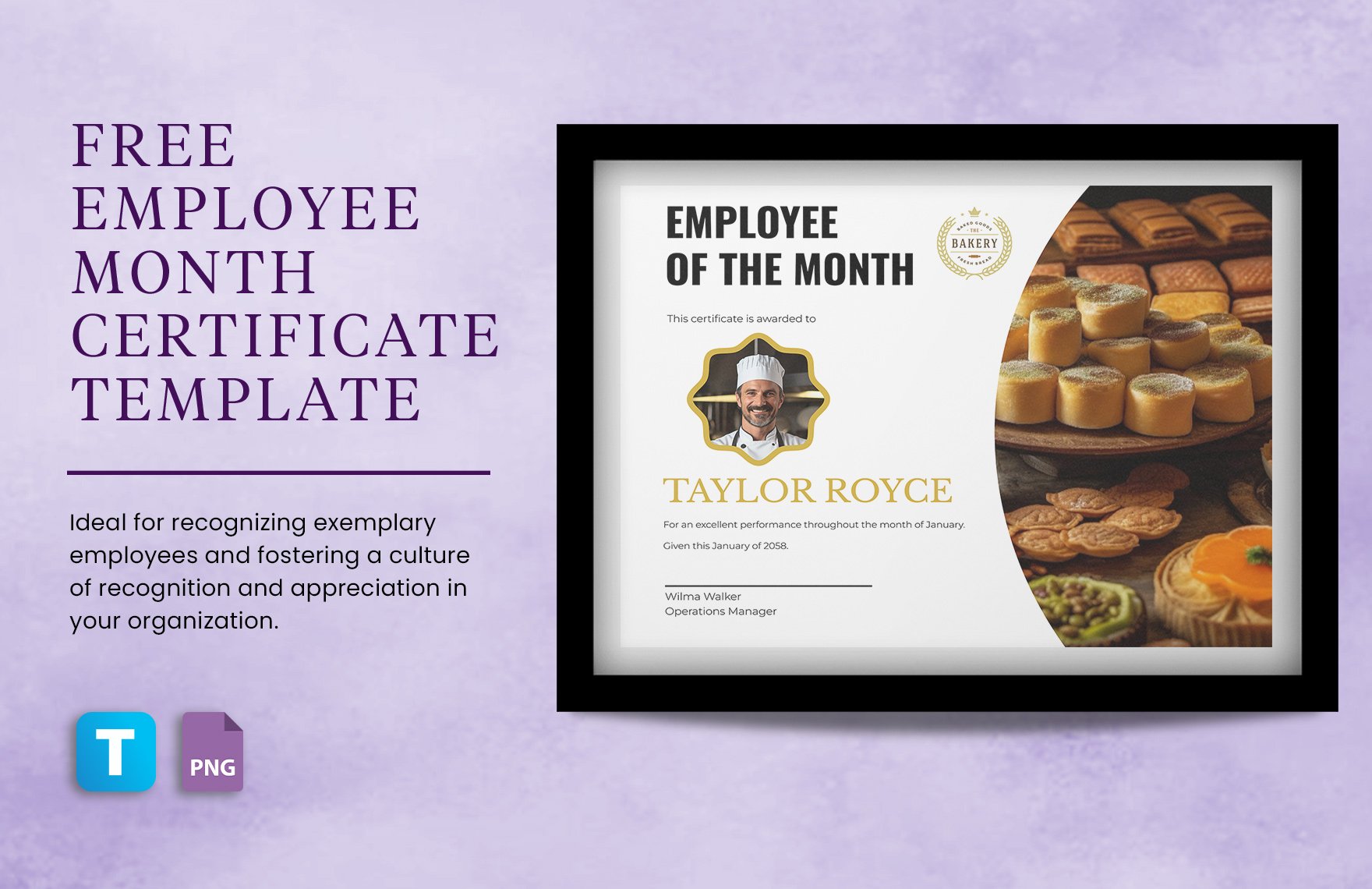 Employee Month Certificate Template in PNG