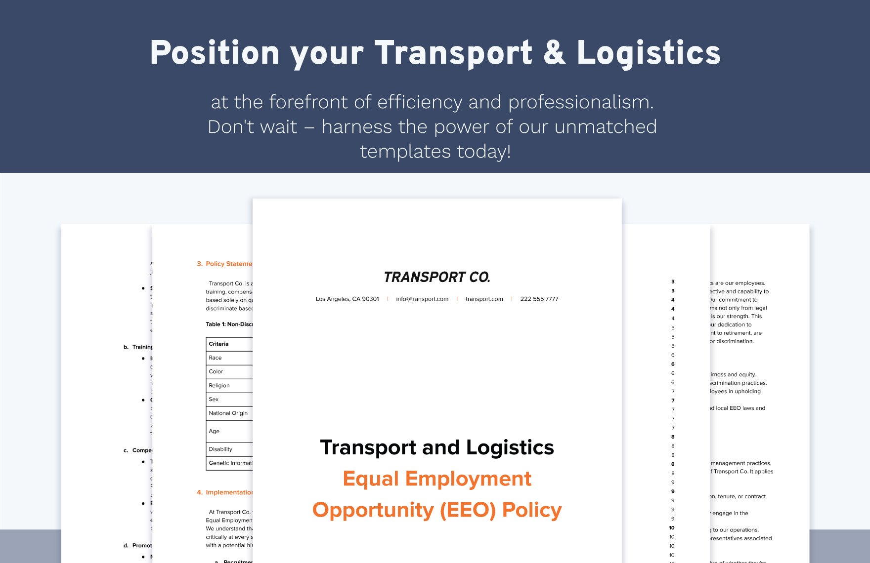Transport and Logistics Equal Employment Opportunity (EEO) Policy Template