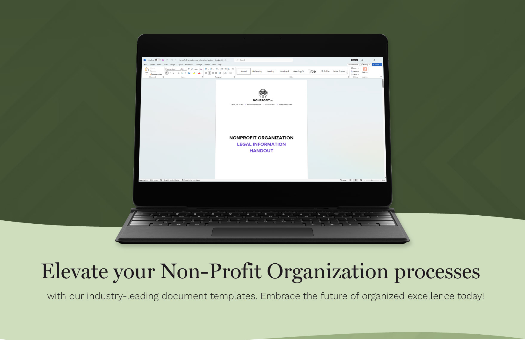 Nonprofit Organization Legal Information Handout Template