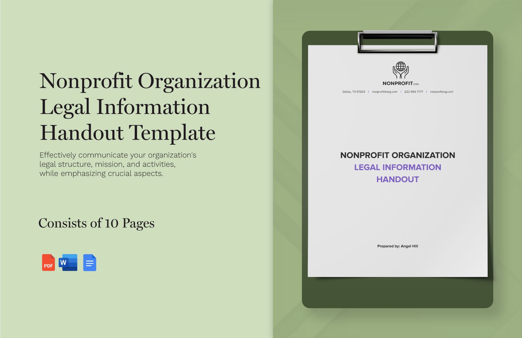 Nonprofit Organization Legal Information Handout Template