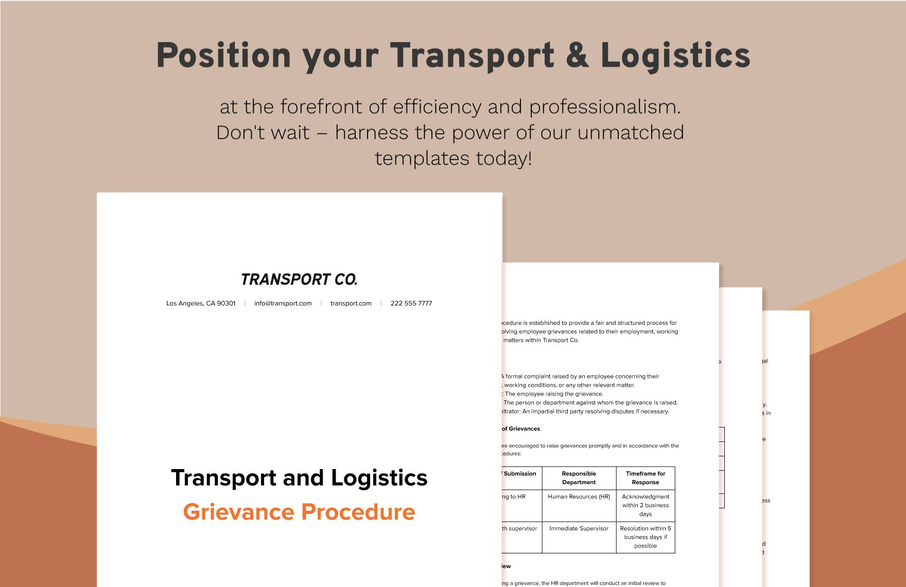 Transport and Logistics Grievance Procedure Template