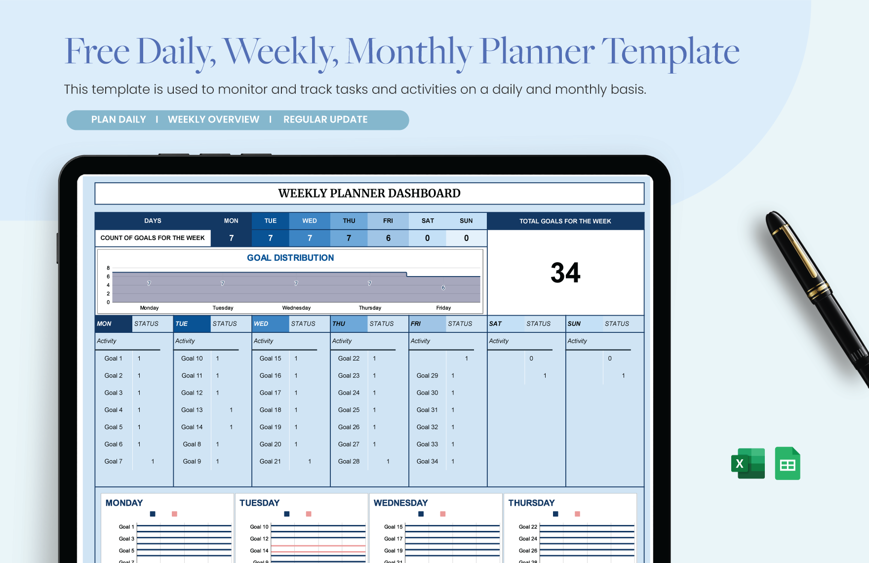 Free Weekly Planners in PDF format - 20+ Templates