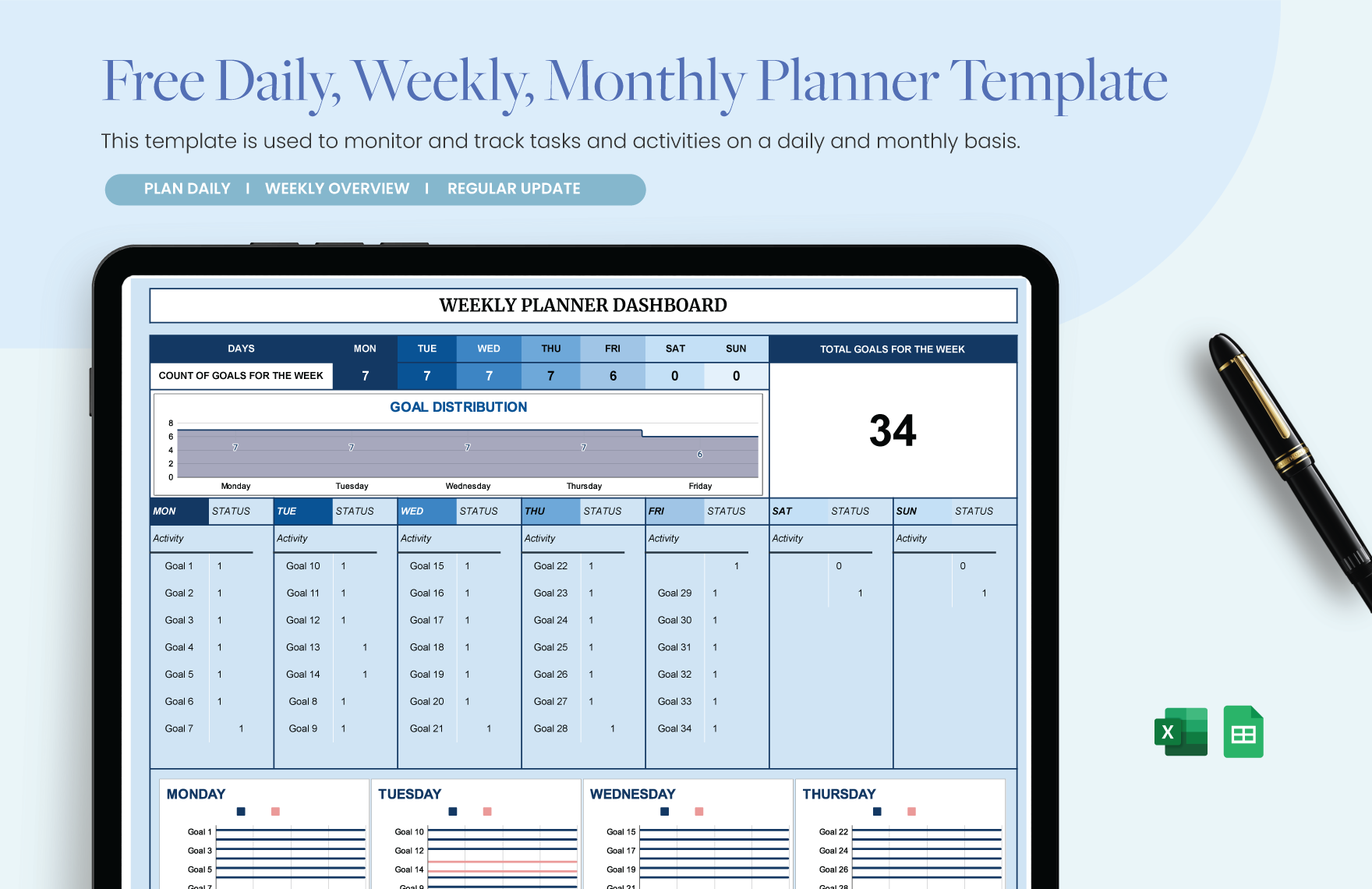 Free Daily Weekly Monthly Planner Template Download In Excel 