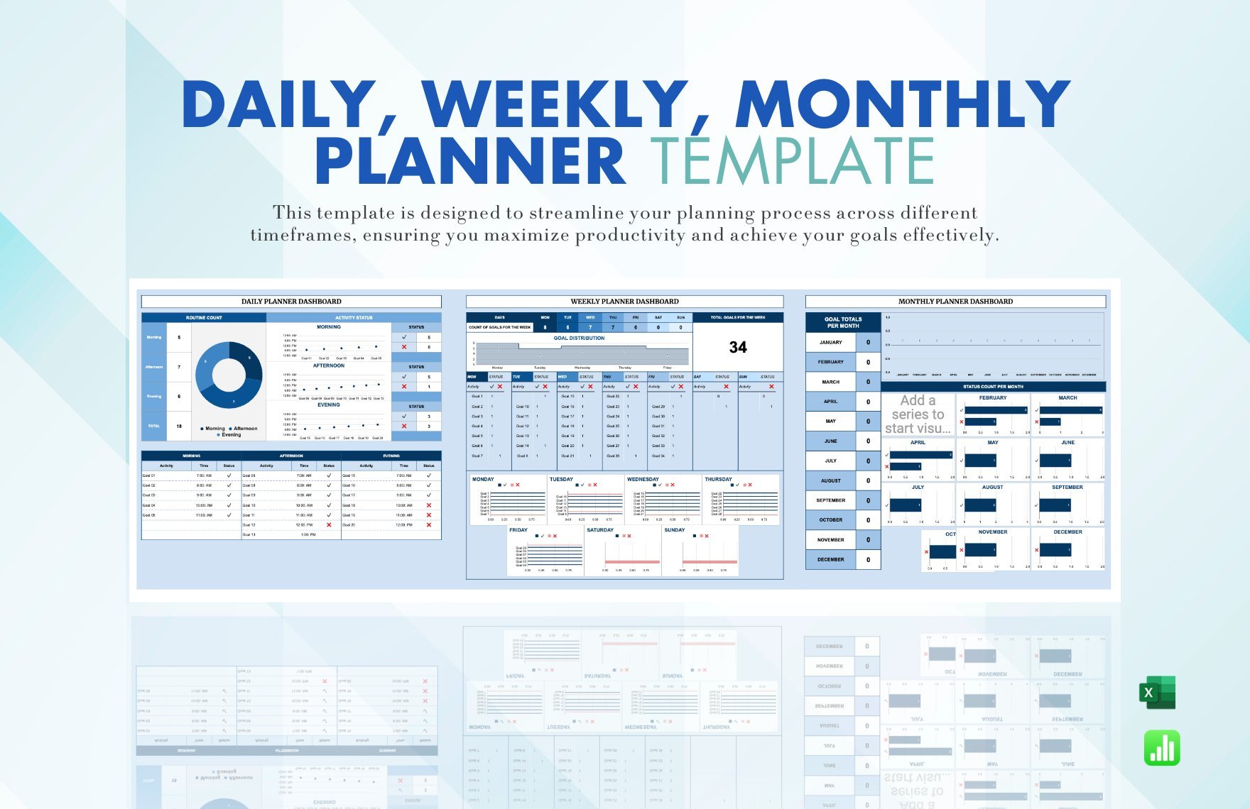 Free Daily, Weekly, Monthly Planner Template in Excel, Google Sheets