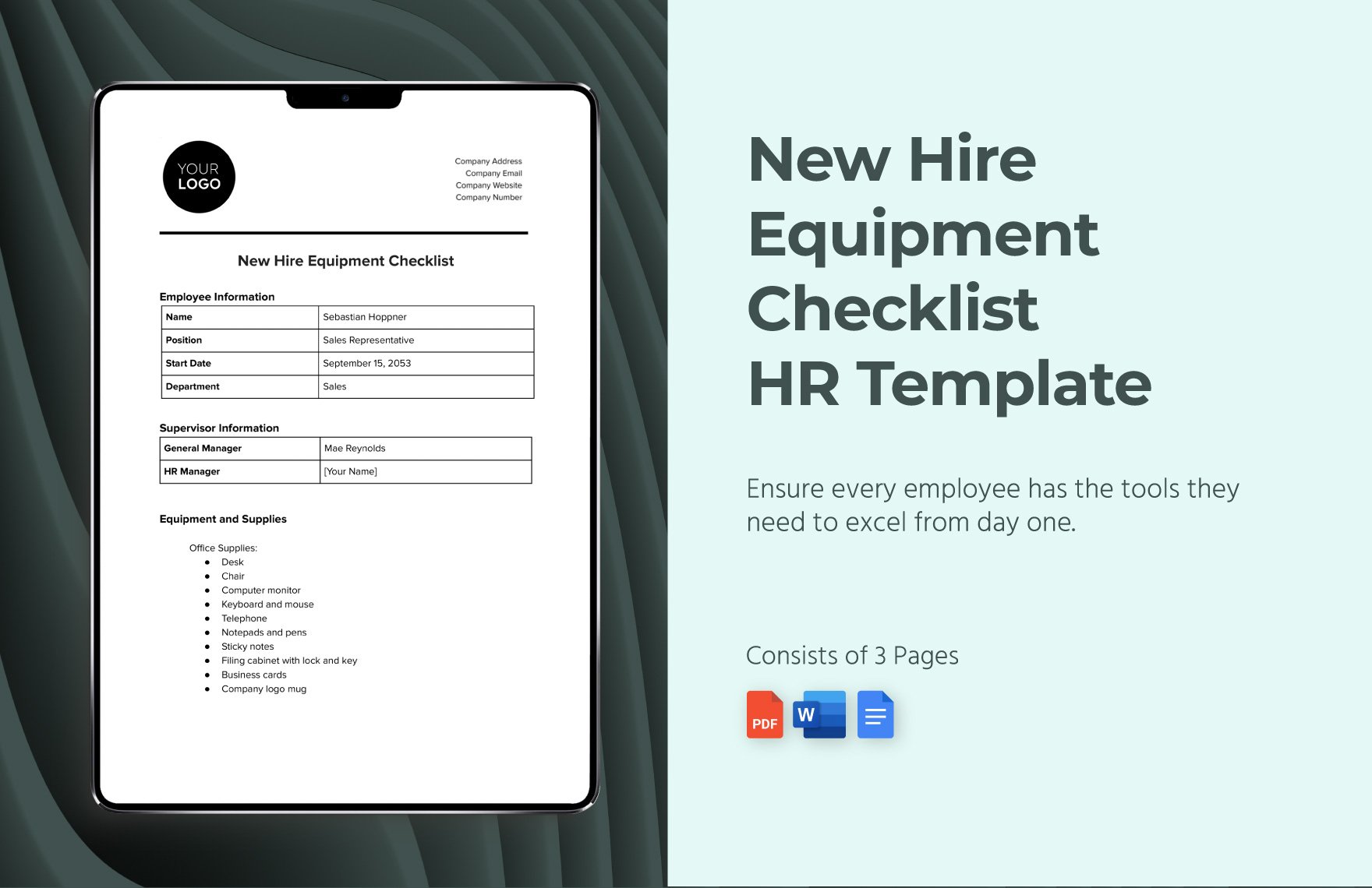New Hire Equipment Checklist HR Template