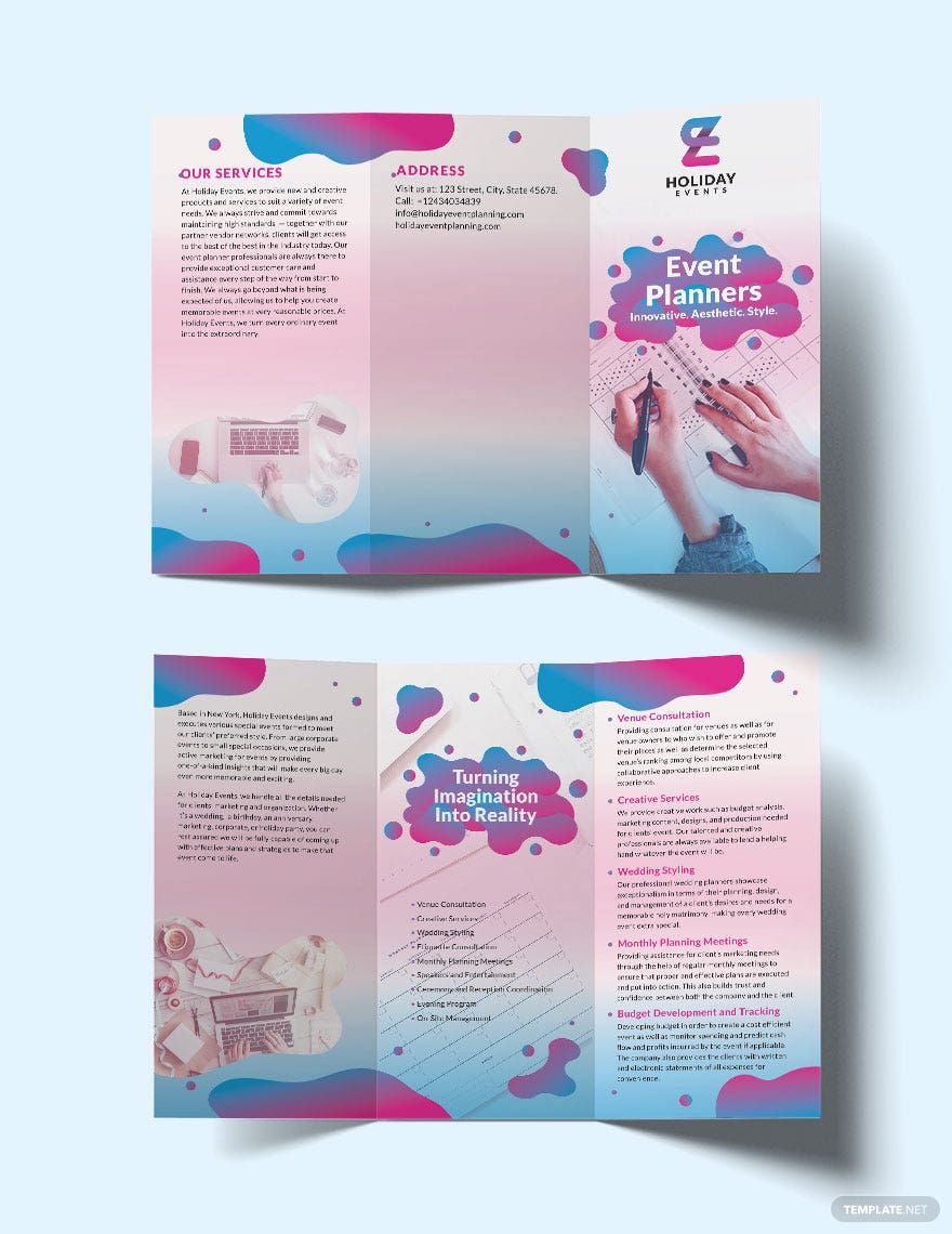 Event Planner Tri Fold Brochure Template