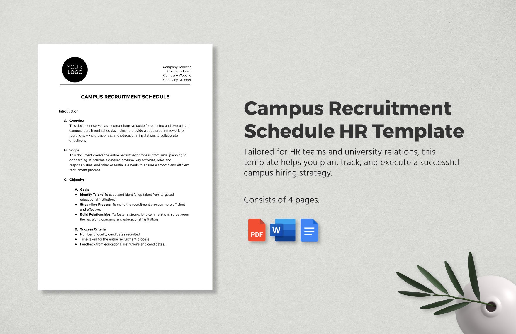 Campus Recruitment Schedule HR Template in Word, Google Docs, PDF