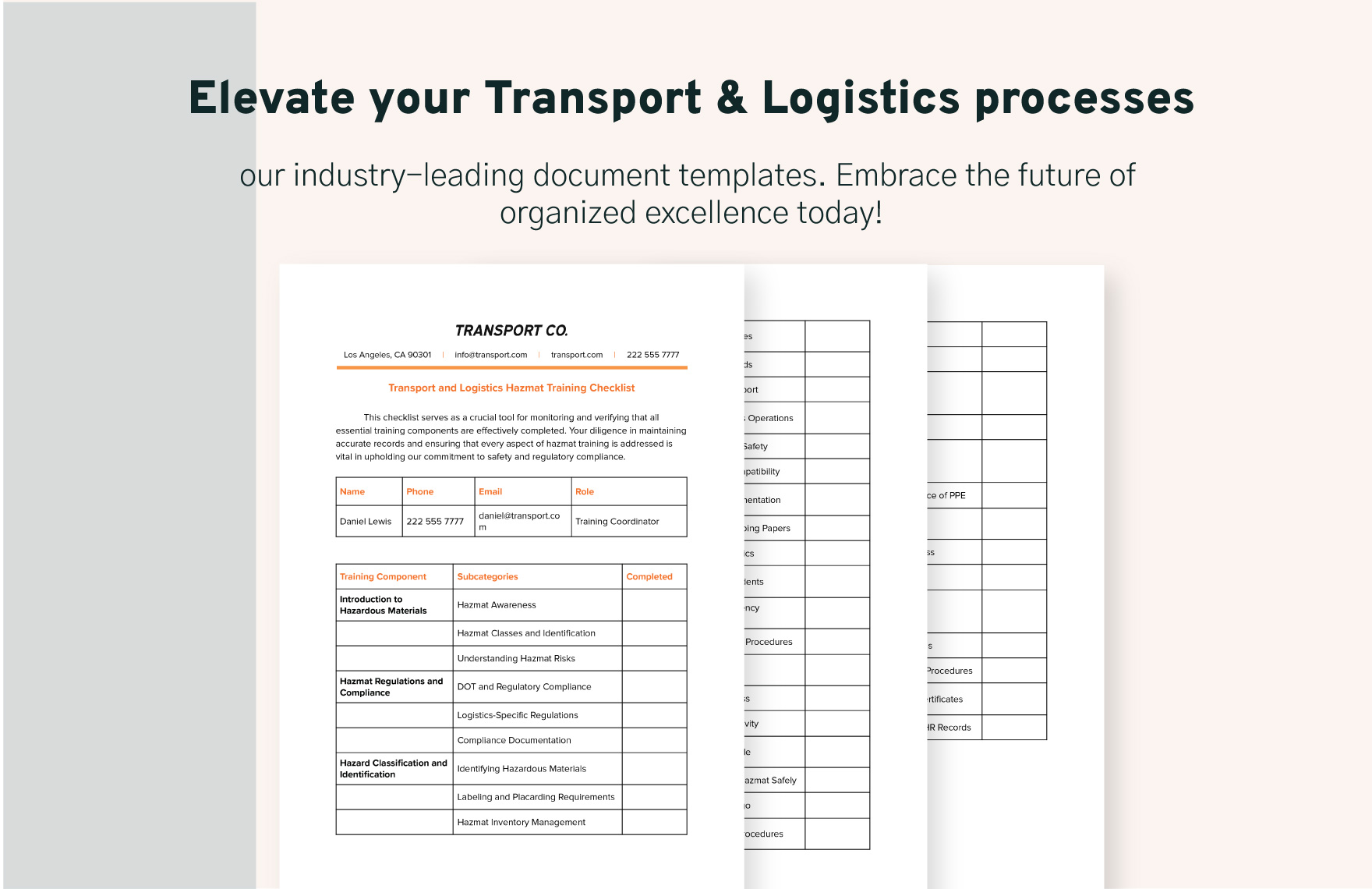 Transport and Logistics Hazmat Training Checklist Template